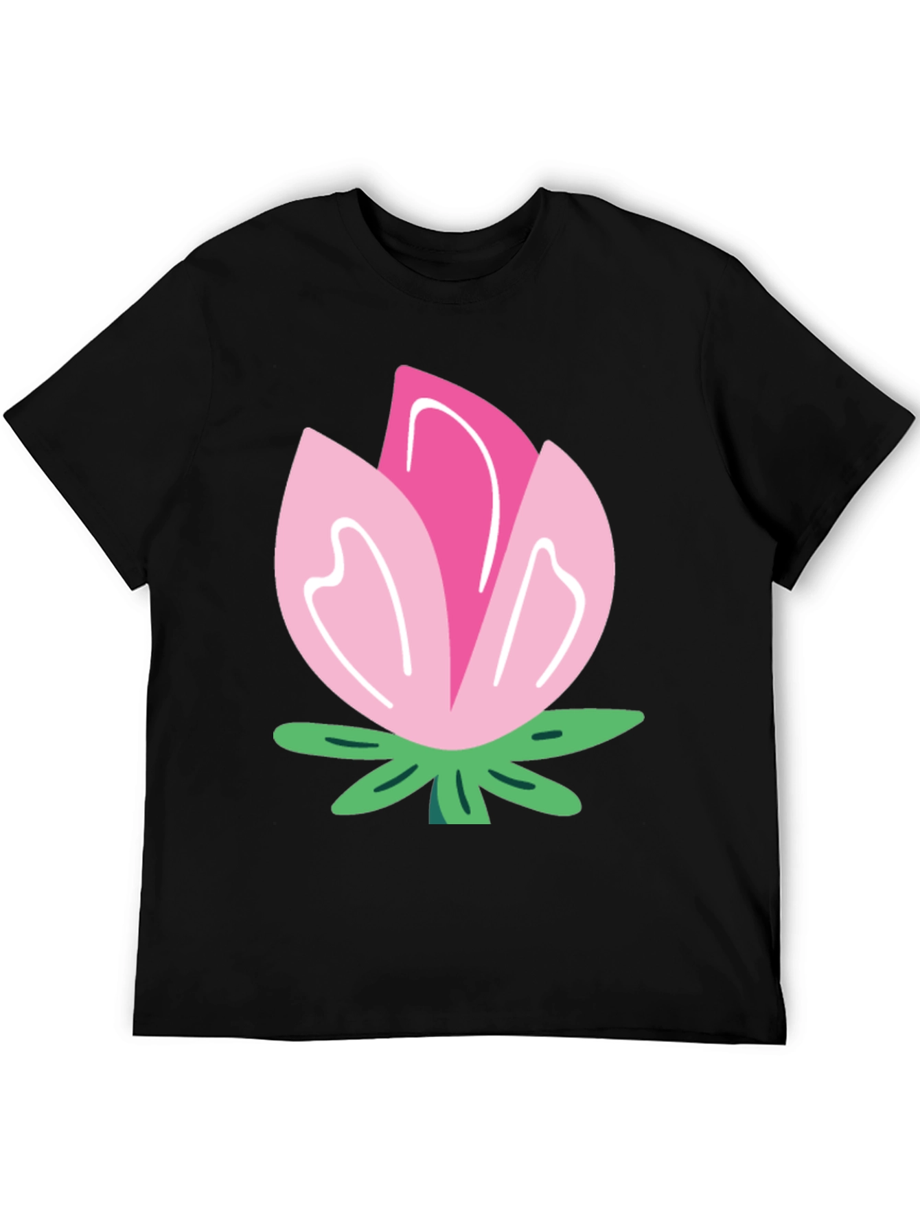 Black Pink Flower Graphic T-Shirt - Soft Cotton Blend view 5