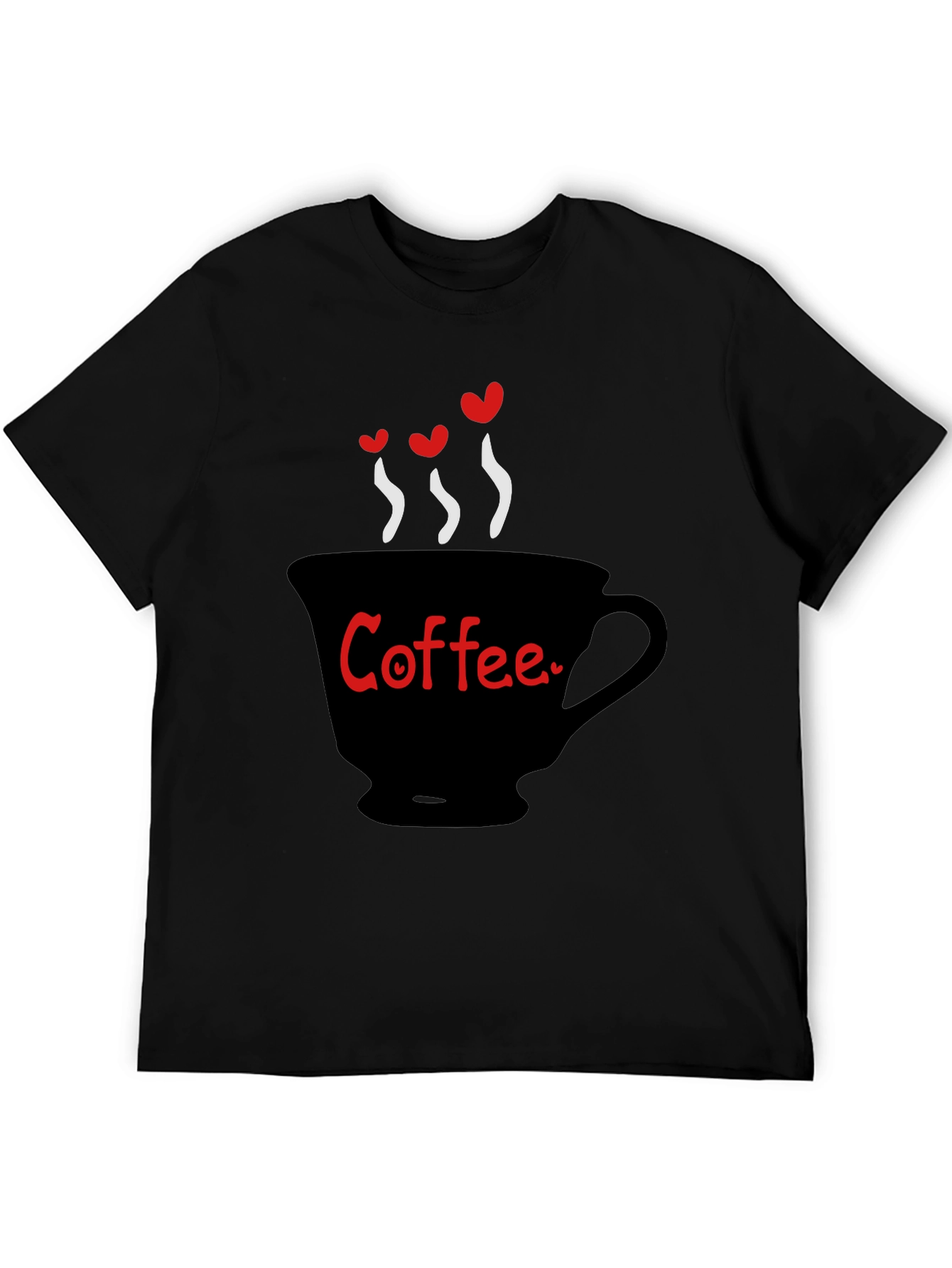 Black Coffee Lover T-Shirt - Heart Steam Design view 5
