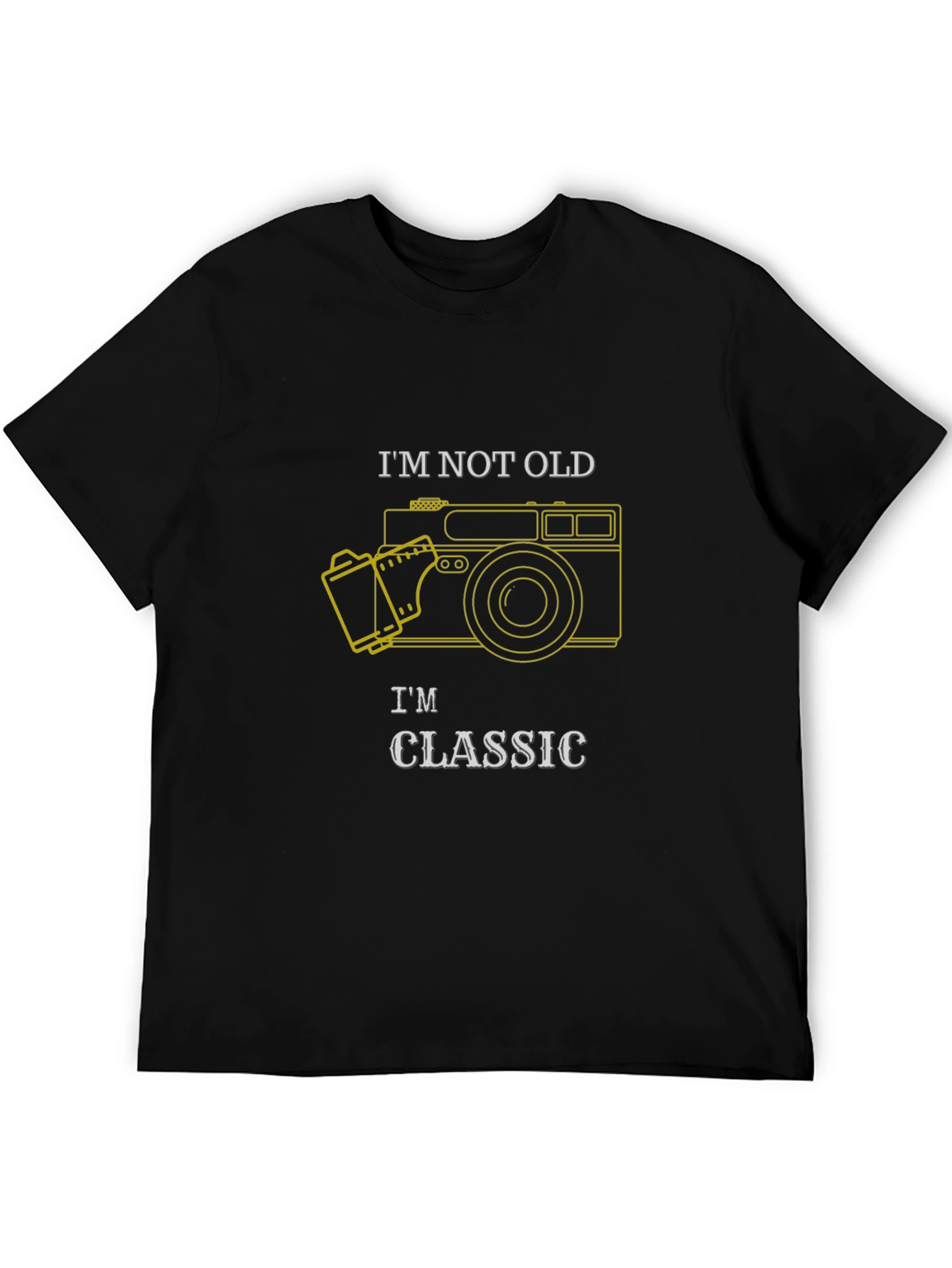 Black Classic Camera T-Shirt - "I'm Not Old, I'm Classic" view 5