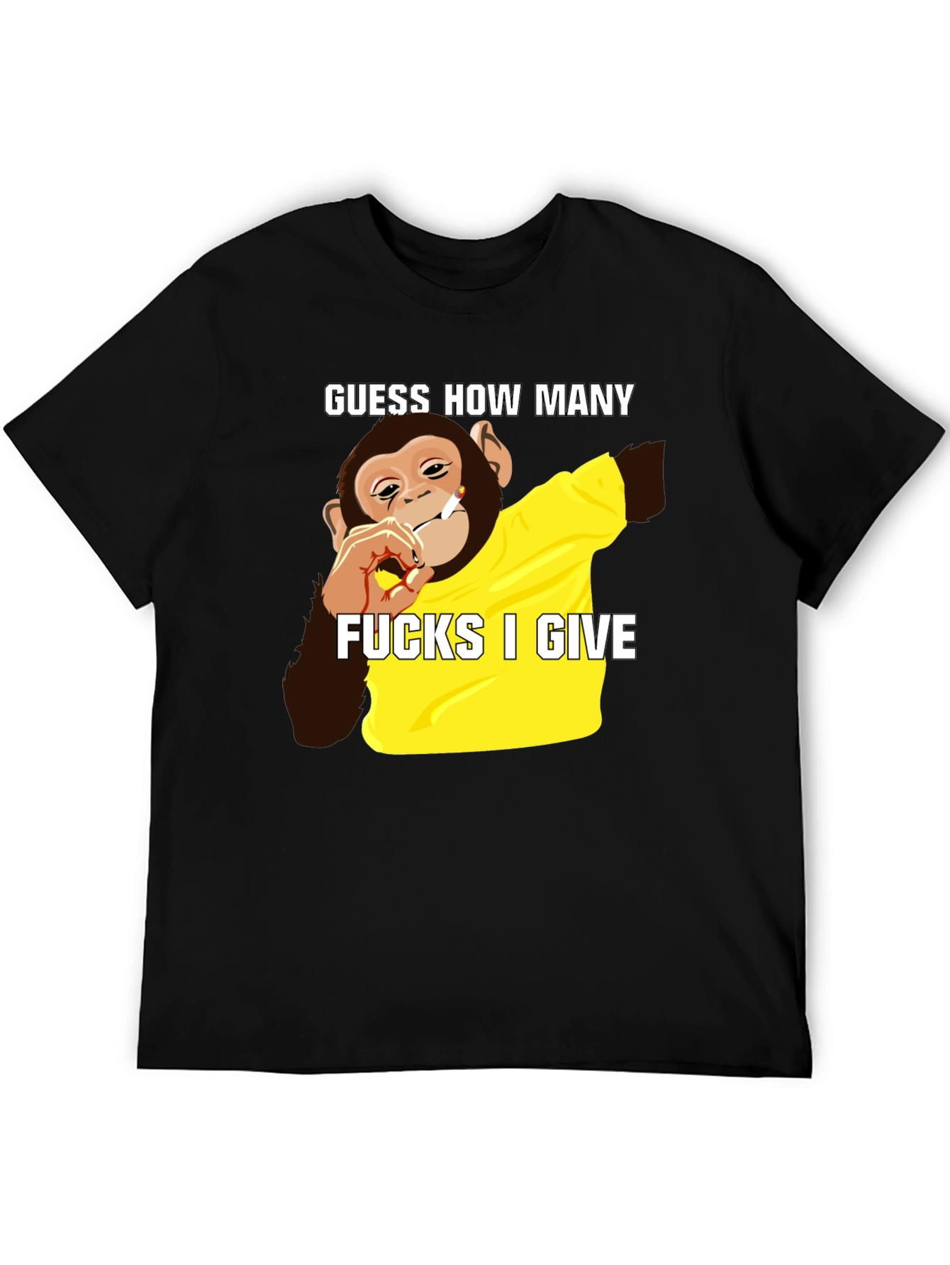 Black Guess How Many F*cks Monkey T-Shirt view 5