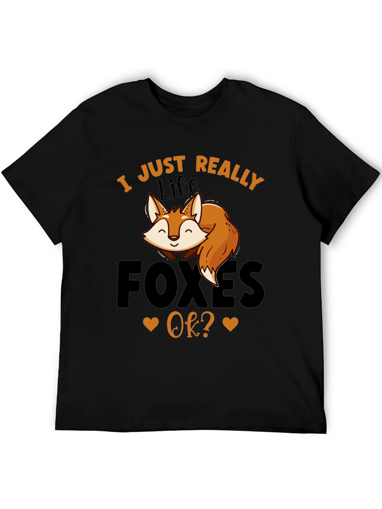 Black I Just Really Like Foxes OK? Graphic Tee view 5