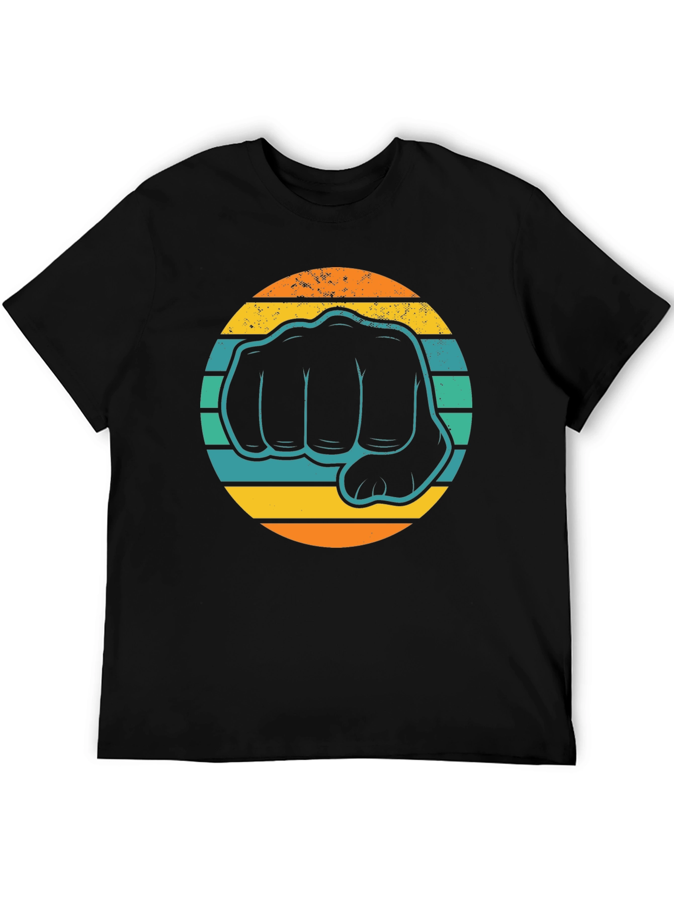Black Retro Fist Graphic T-Shirt view 5