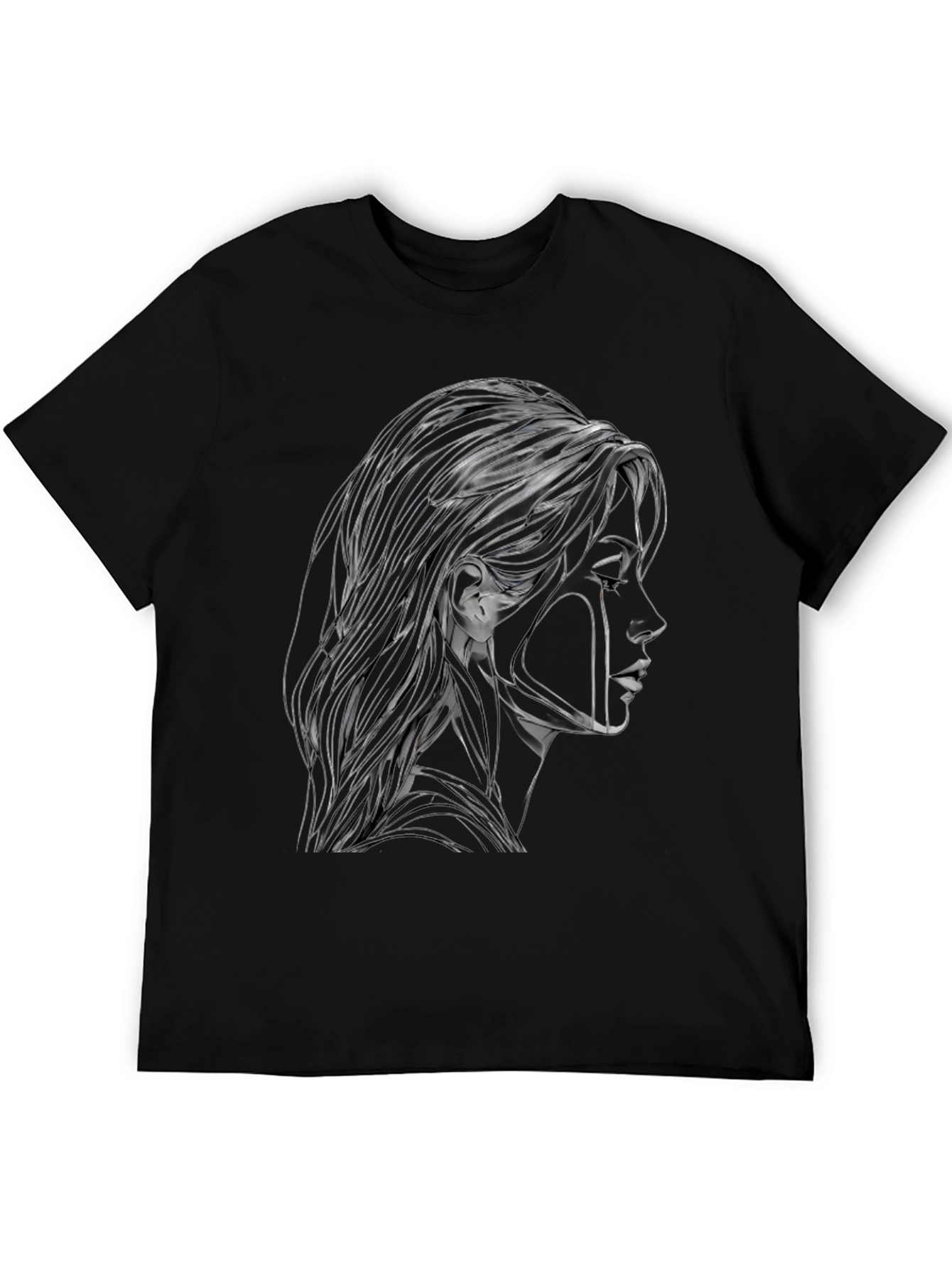 Black Abstract Woman Graphic Black T-Shirt view 5