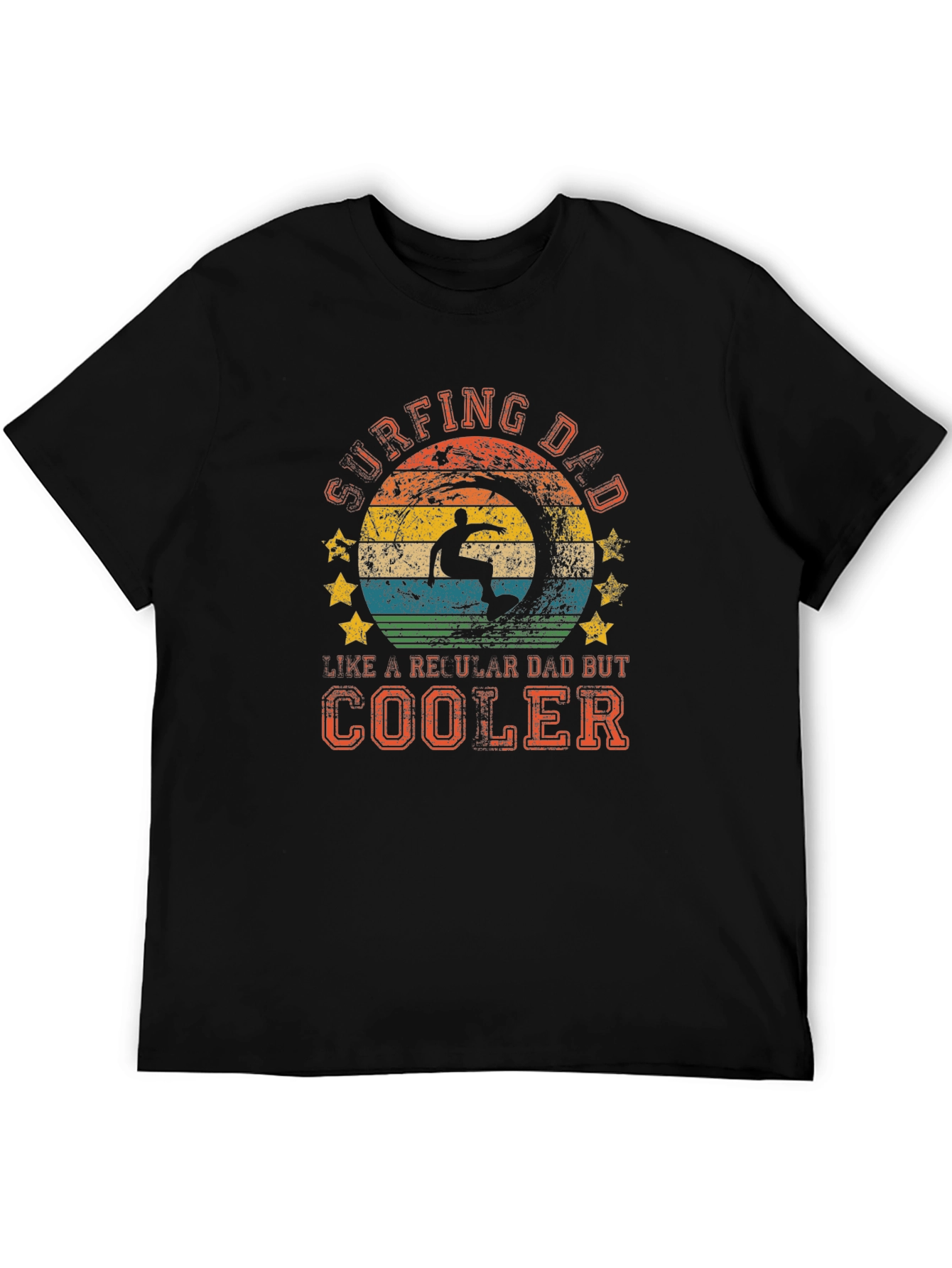 Black Surfing Dad T-Shirt - Like a Regular Dad But Cooler view 5