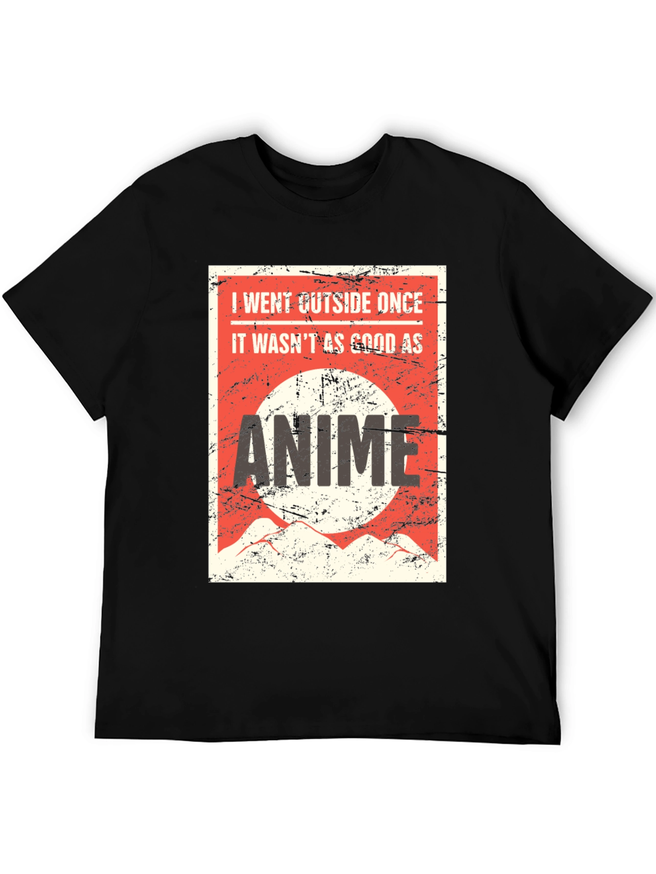 Black Anime Lover Graphic Tee - I Went Outside Once T-Shirt view 5