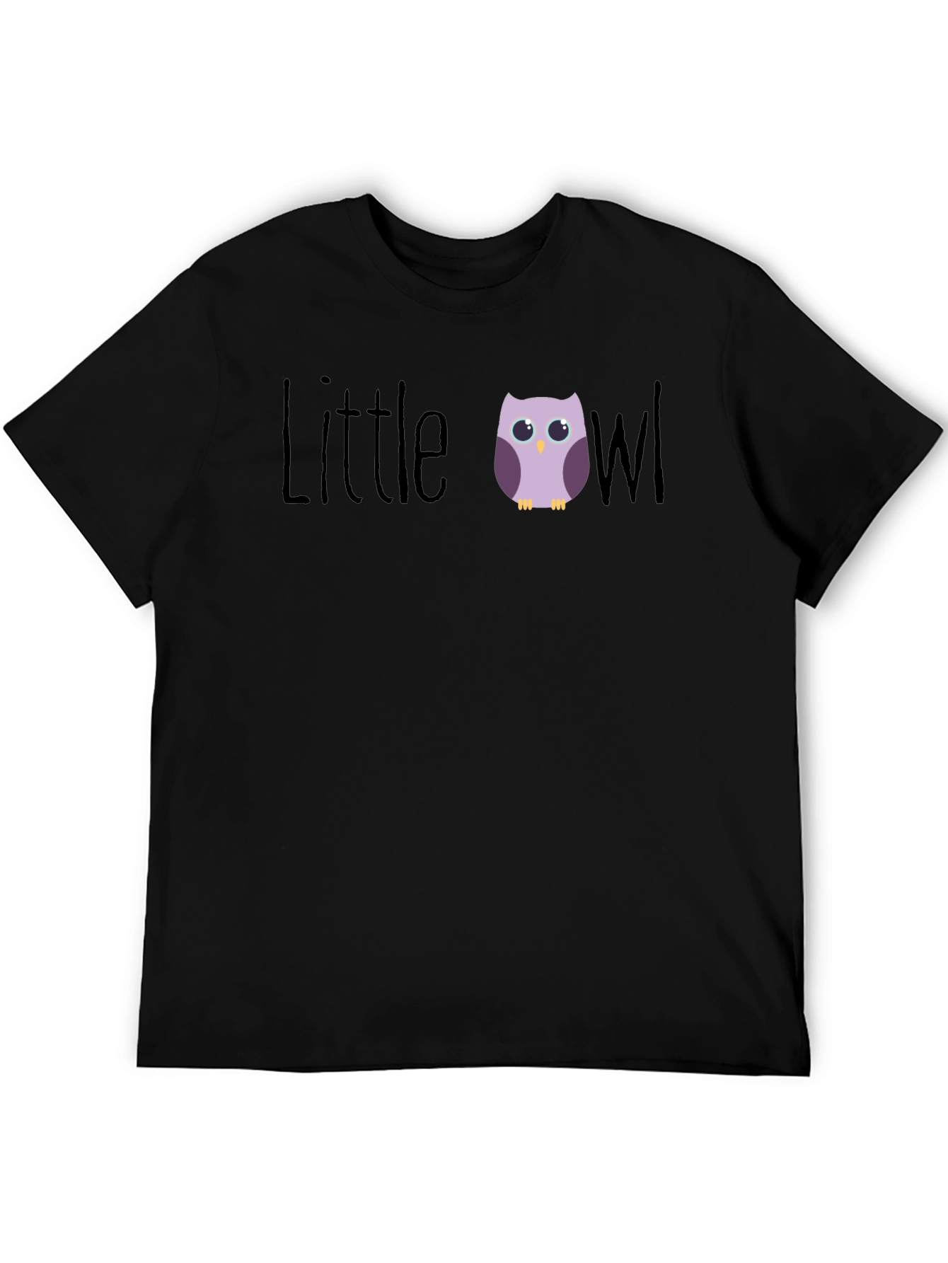 Black Little Owl Graphic T-Shirt - Cute Bird Tee view 5
