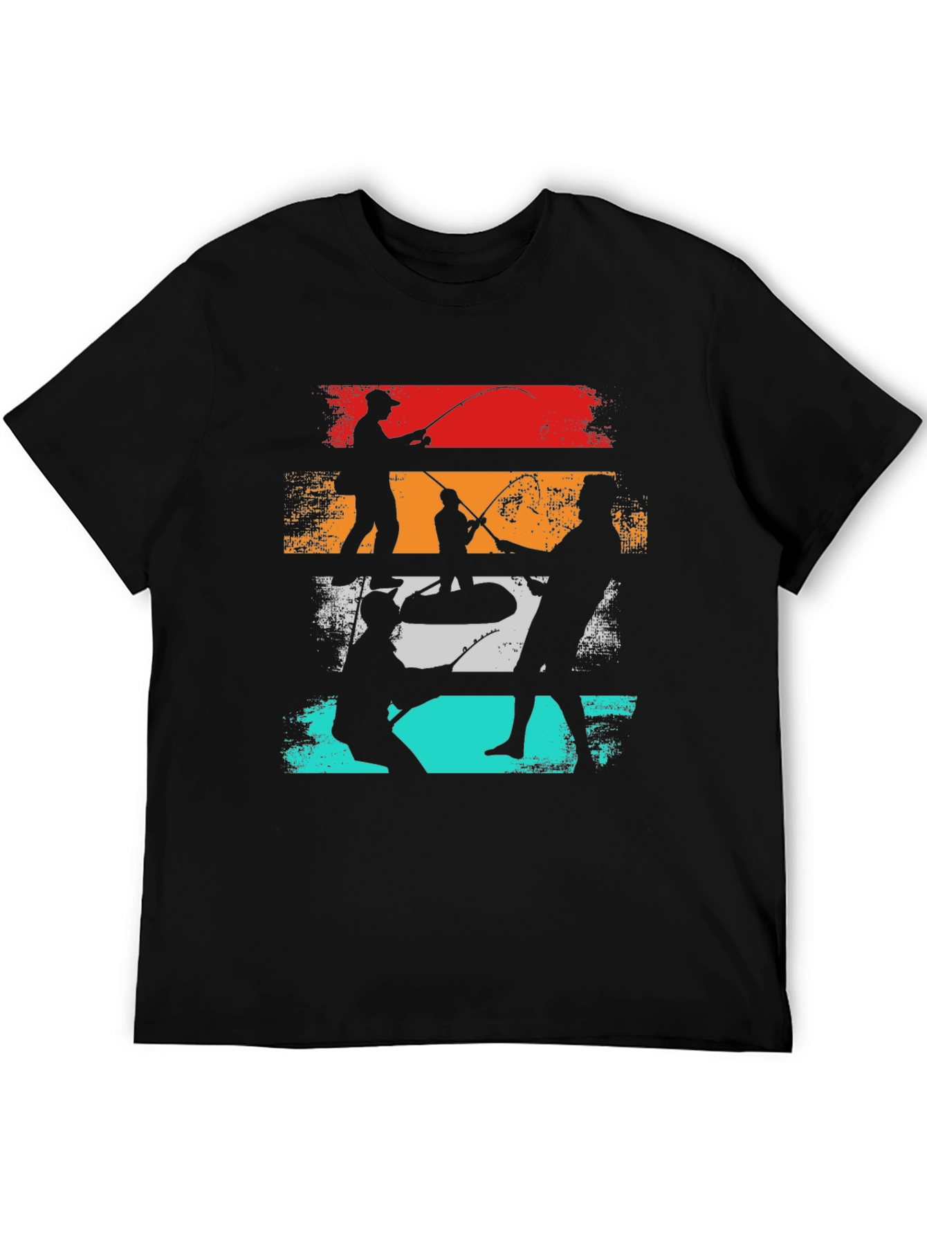 Black Retro Fishing T-Shirt - Angler's Silhouette Tee view 5