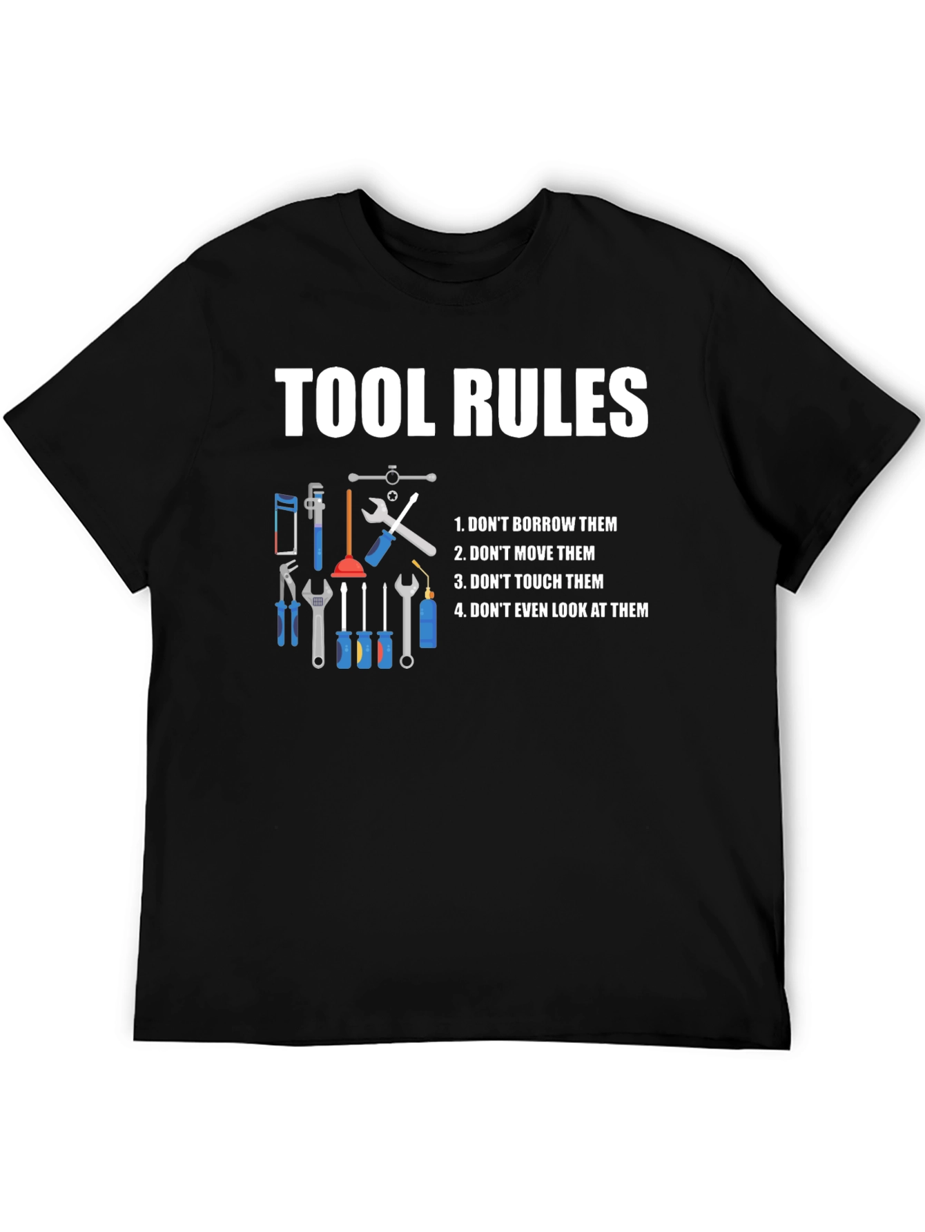 Black Tool Rules Graphic T-Shirt - Funny Handyman Tee view 5