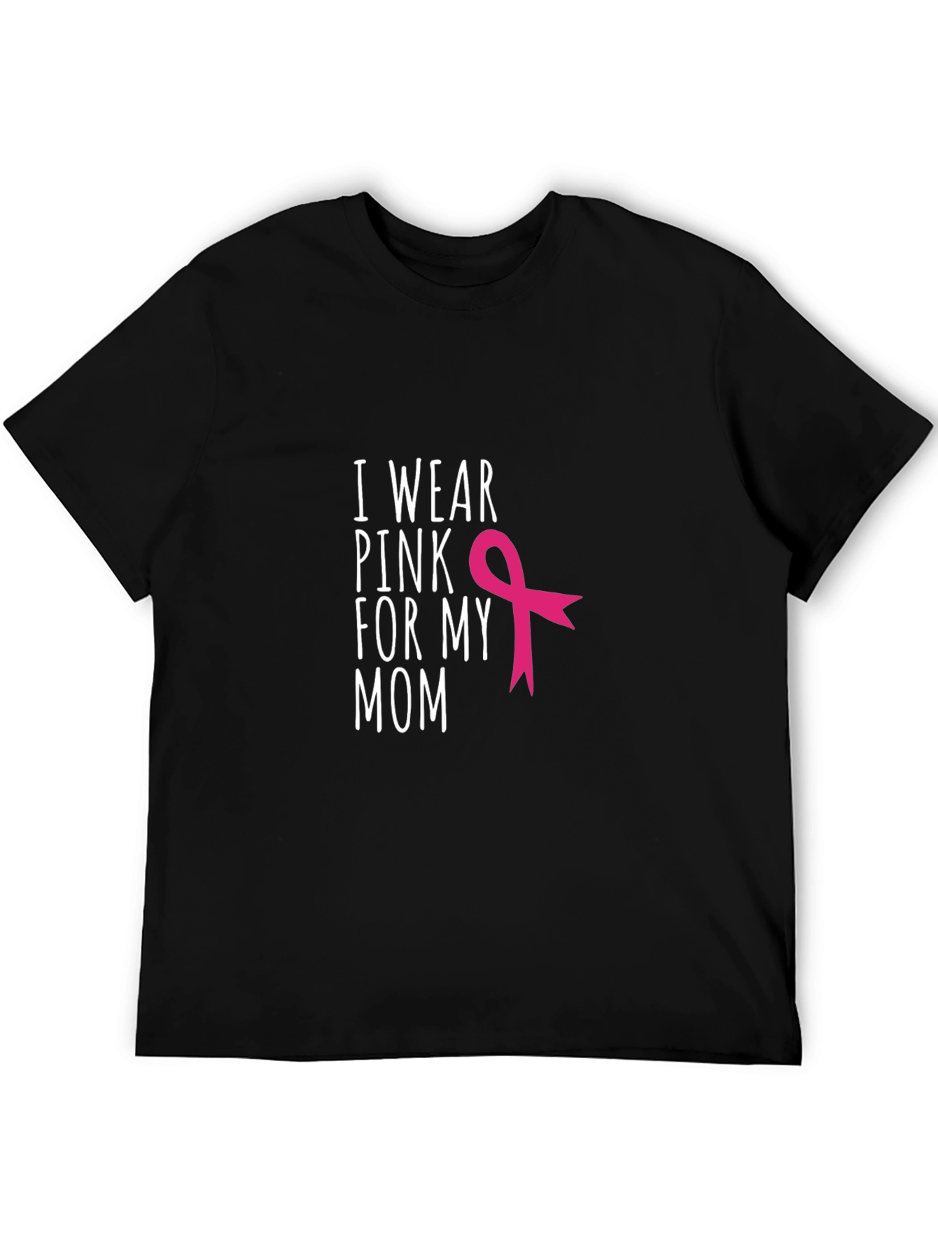 Black I Wear Pink For My Mom Breast Cancer Awareness T-Shirt view 5