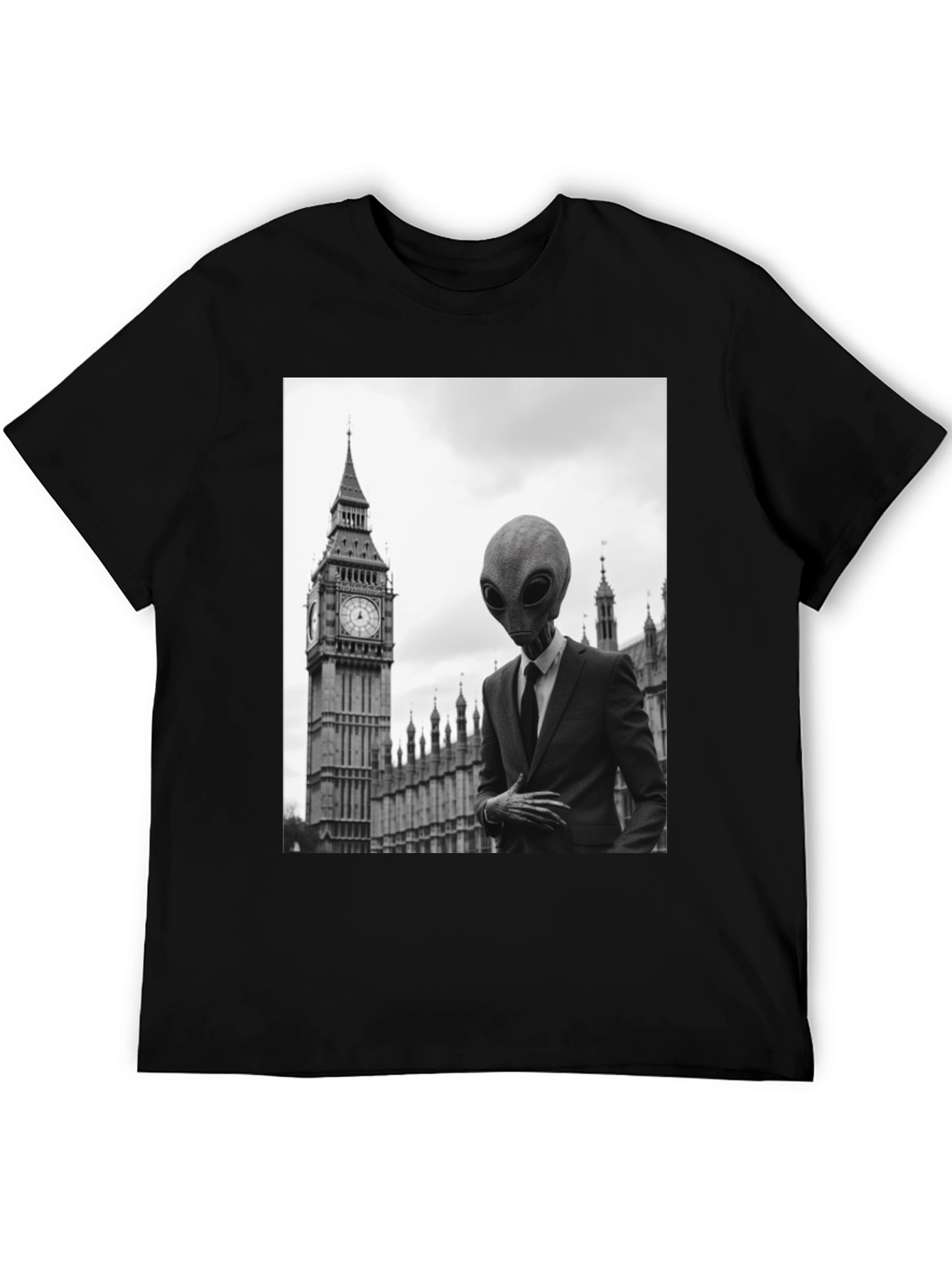 Black Alien in London T-Shirt - Men's Graphic Tee view 5