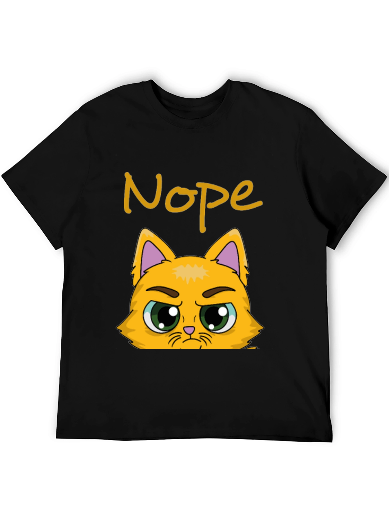Black Nope Cat Graphic T-Shirt - Funny Grumpy Kitten Tee view 5
