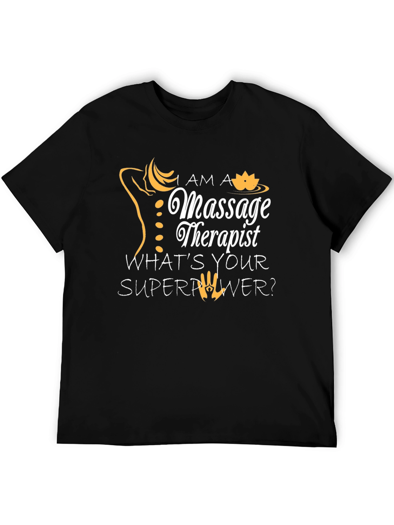 Black Massage Therapist Superpower Black Tee Shirt view 5