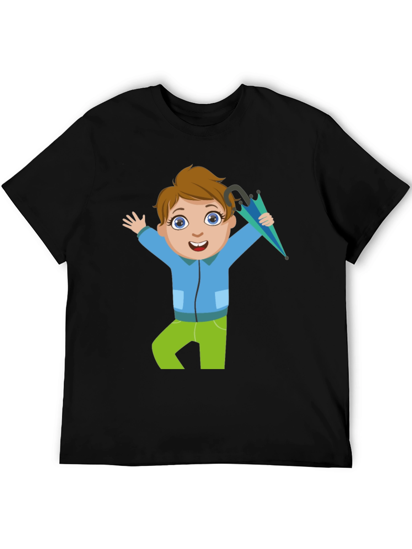 Black Cartoon Boy Black T-Shirt view 5