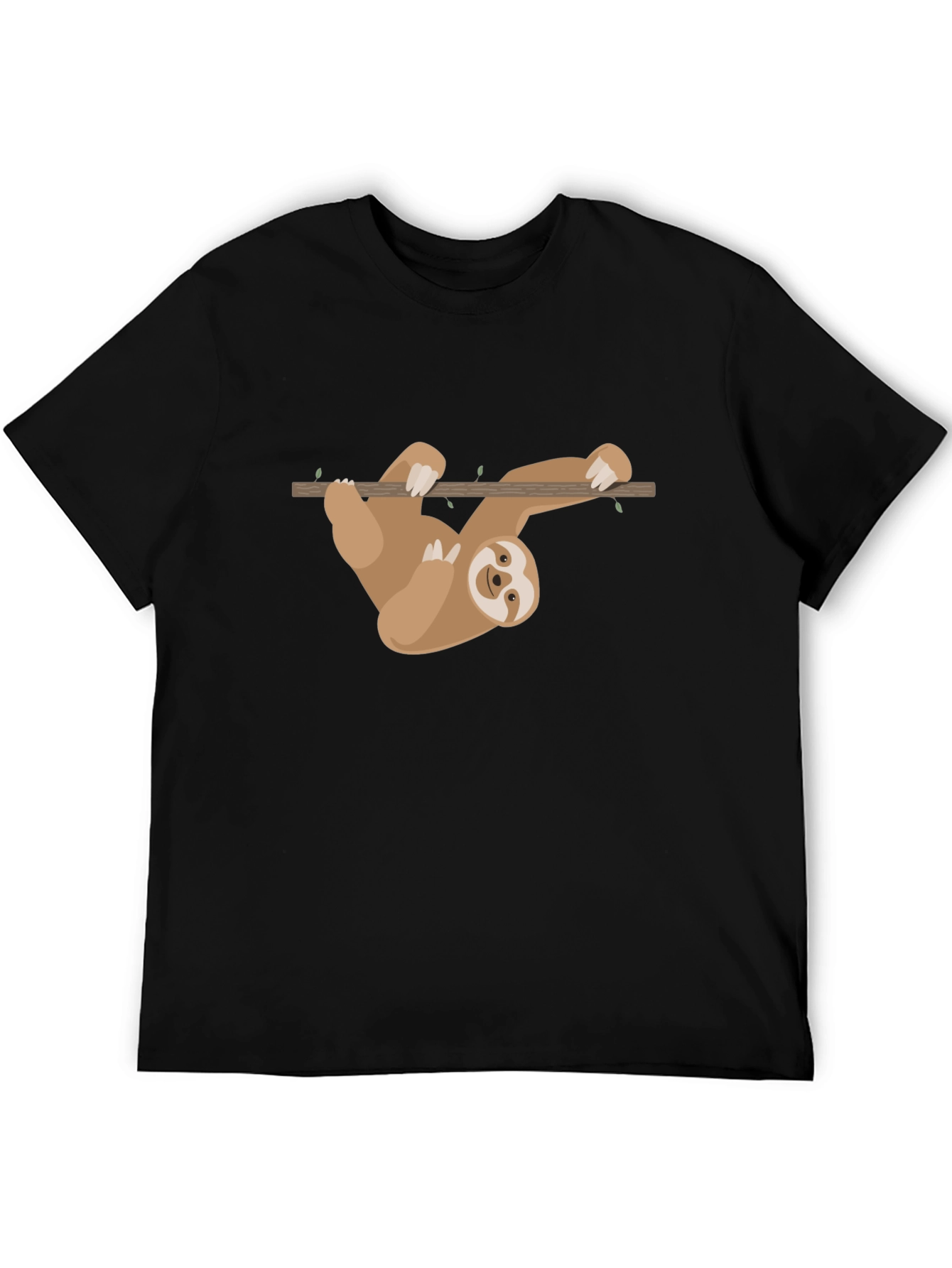 Black Sloth Hanging T-Shirt - Cute Cartoon Design view 5