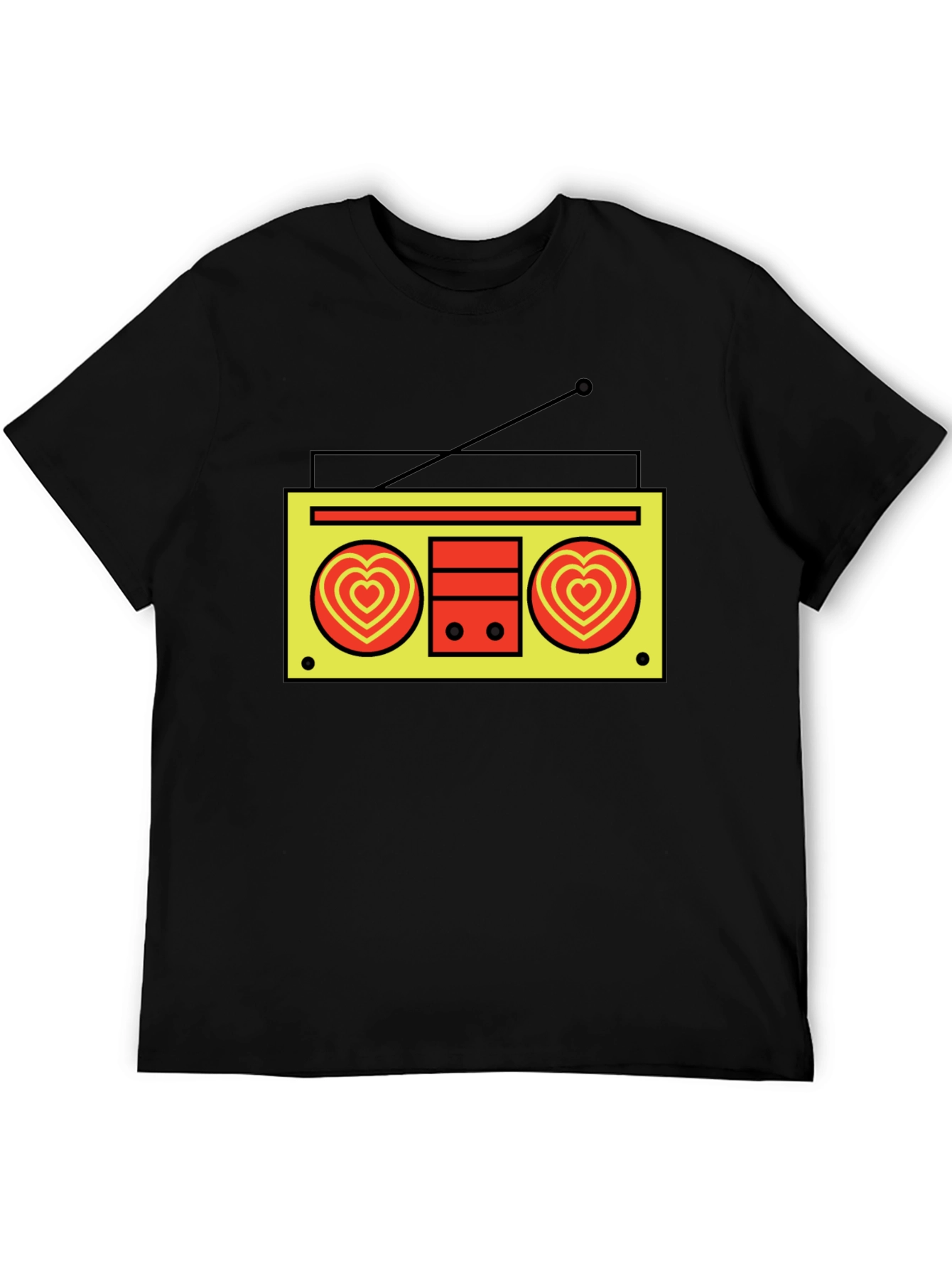 Black Retro Radio Heart T-Shirt - Black view 5