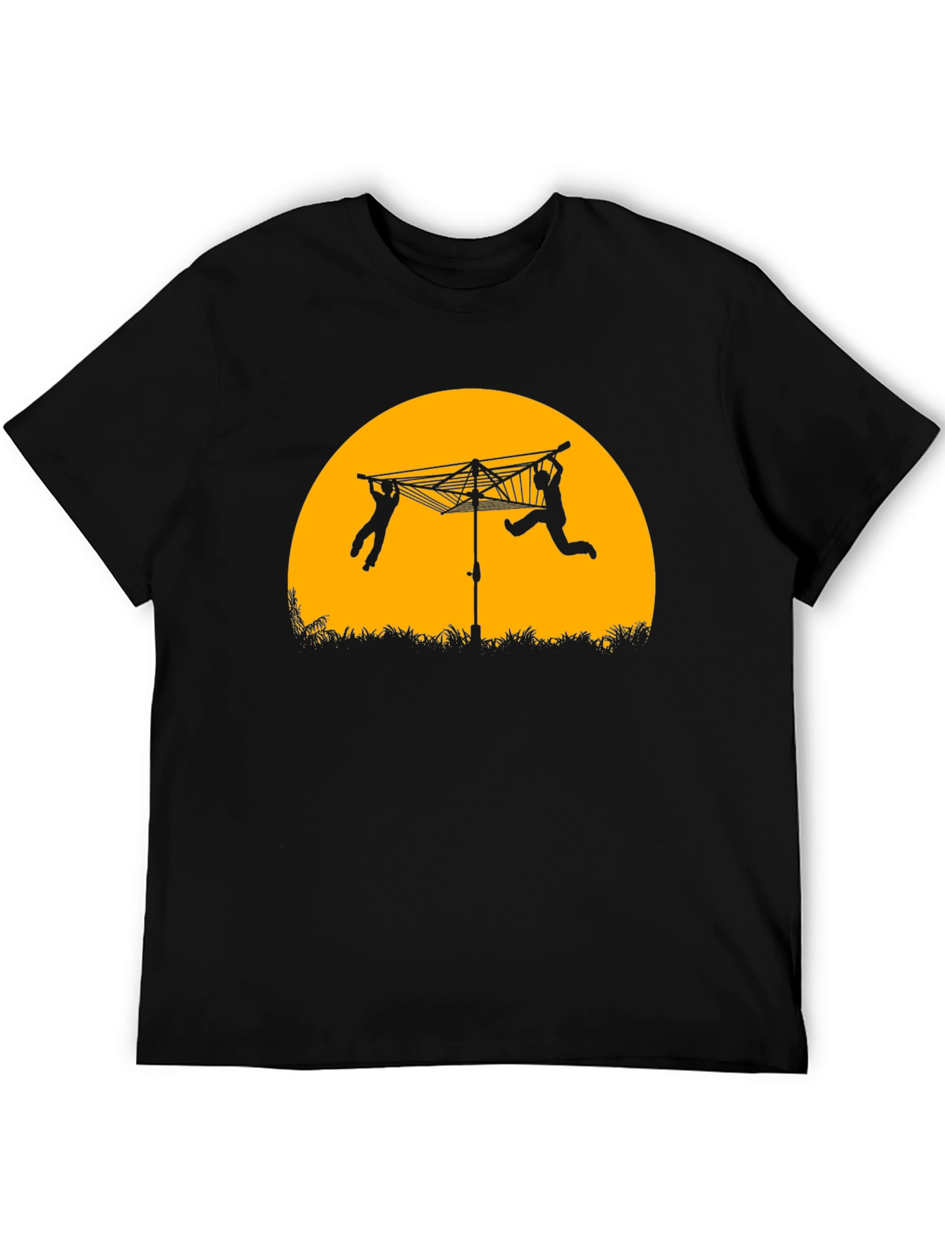 Black Funny Clothesline Silhouette T-Shirt view 5