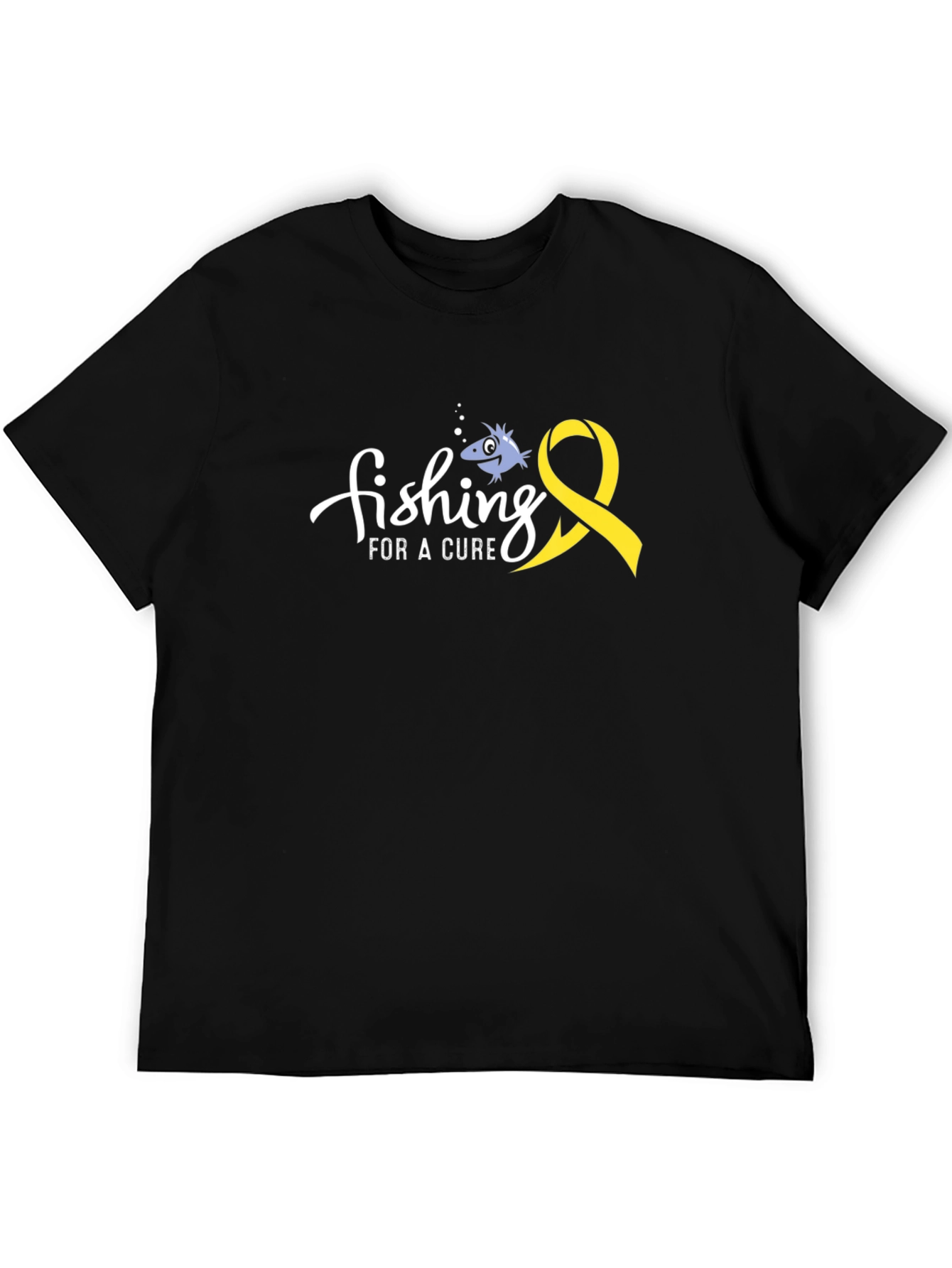 Black Fishing for a Cure T-Shirt - Childhood Cancer Awareness view 5