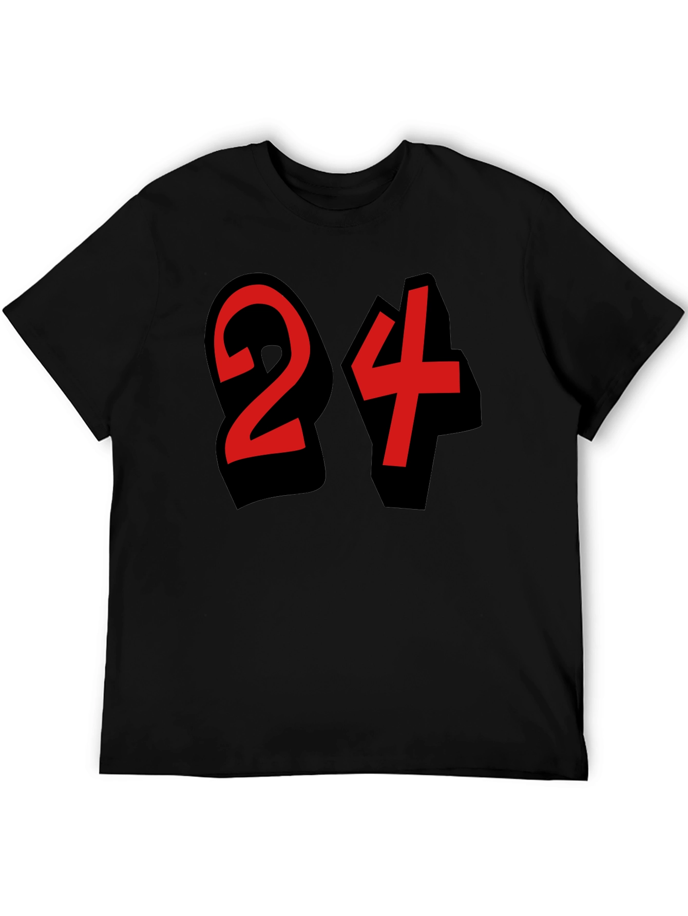 Black Bold Number 24 Graphic Tee - Black Cotton Blend view 5