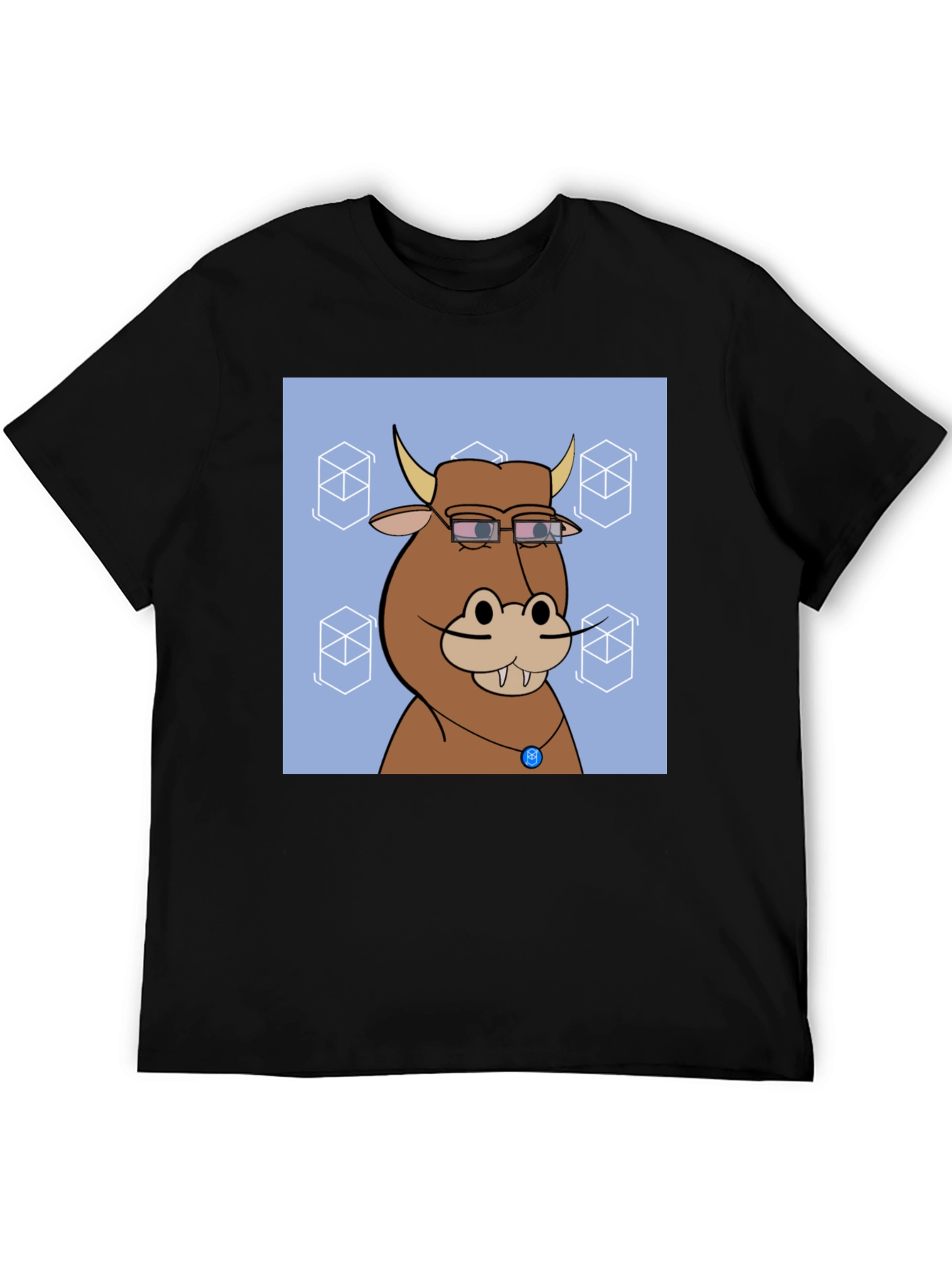 Black Cartoon Bull NFT T-Shirt view 5