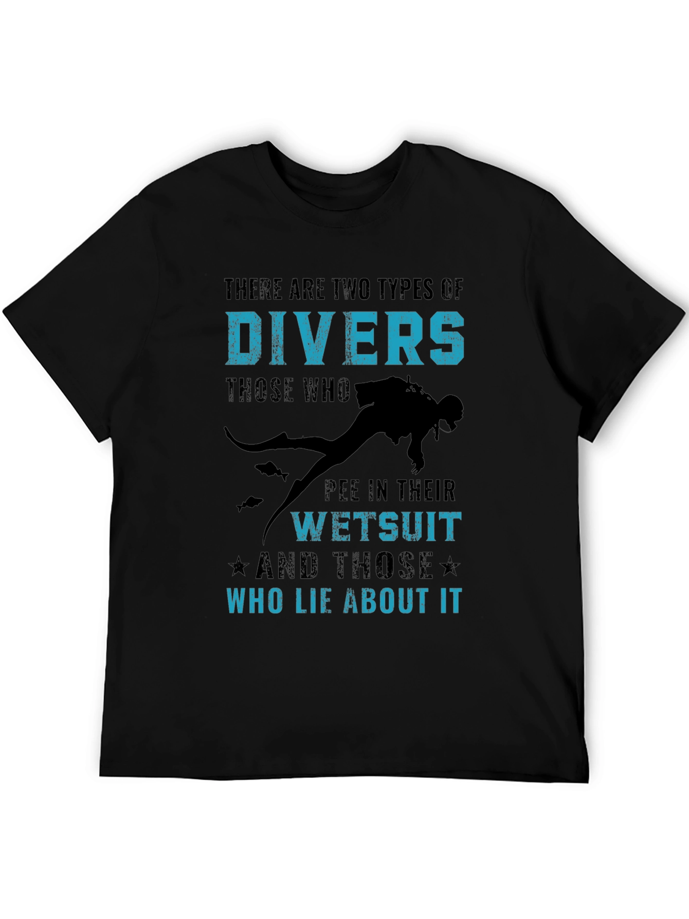 Black Funny Diver T-Shirt - Two Types of Divers view 5
