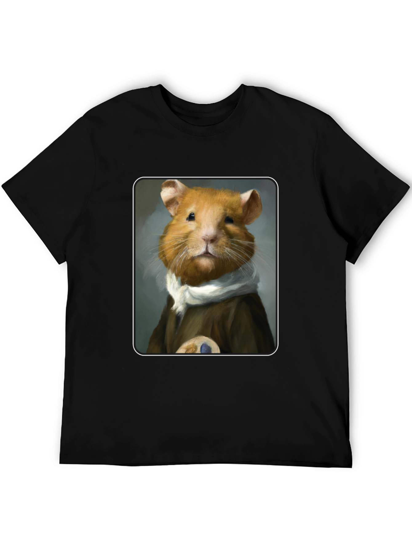 Black Hamster Portrait T-Shirt - Unique & Quirky Tee view 5