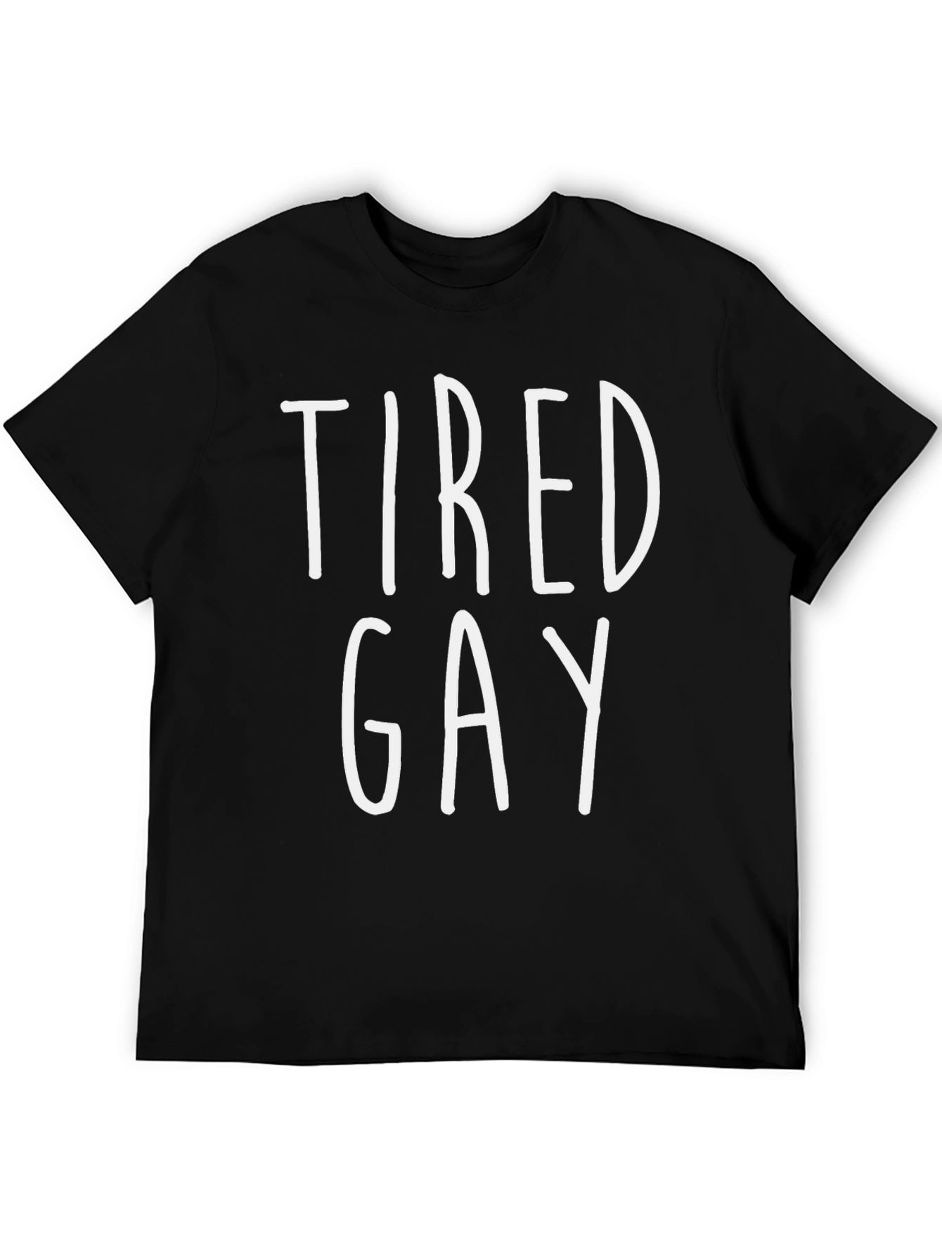 Black Tired Gay Graphic Tee - Black Cotton Blend T-Shirt view 5