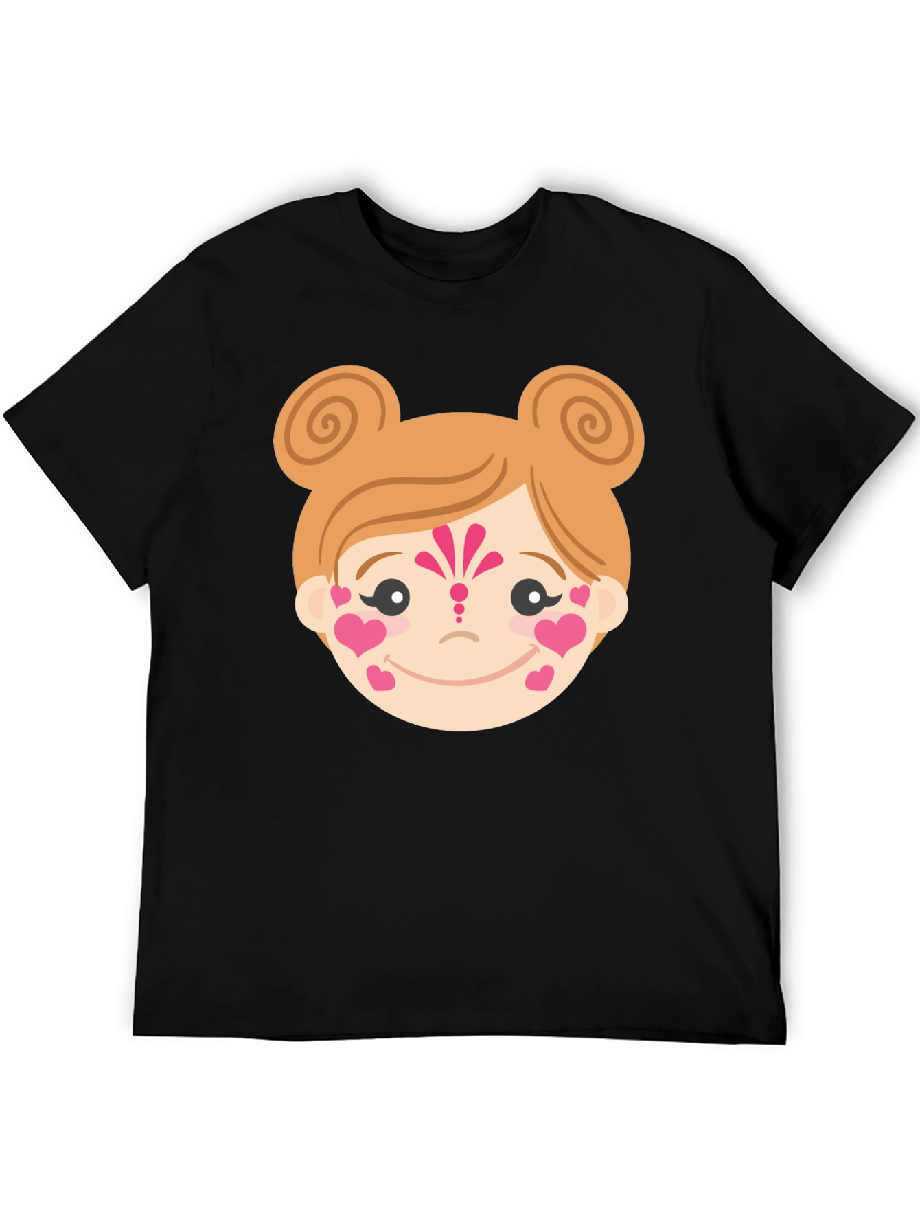 Black Heart Face Girl Black T-Shirt view 5