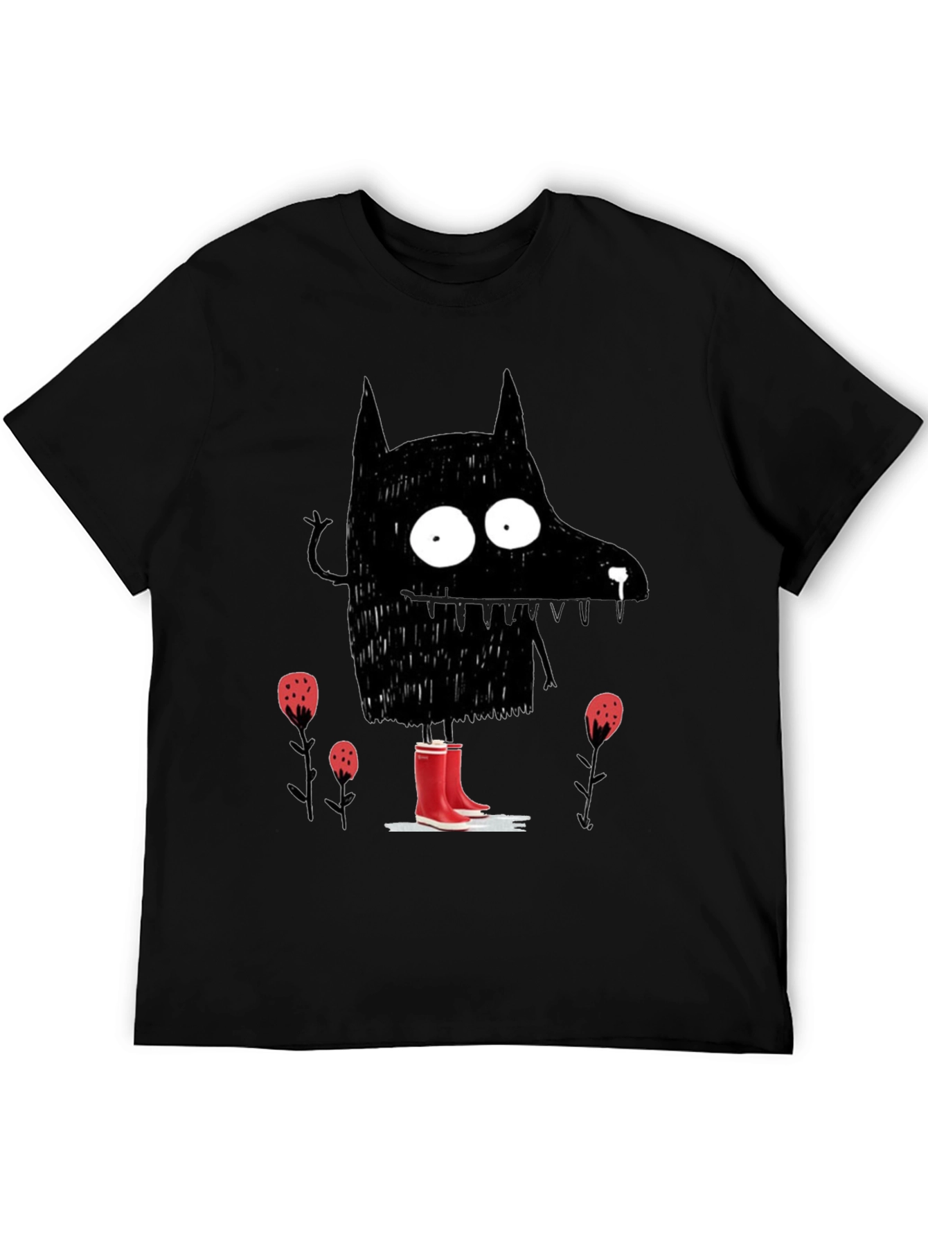Black Wolf Rain Boot T-Shirt view 5