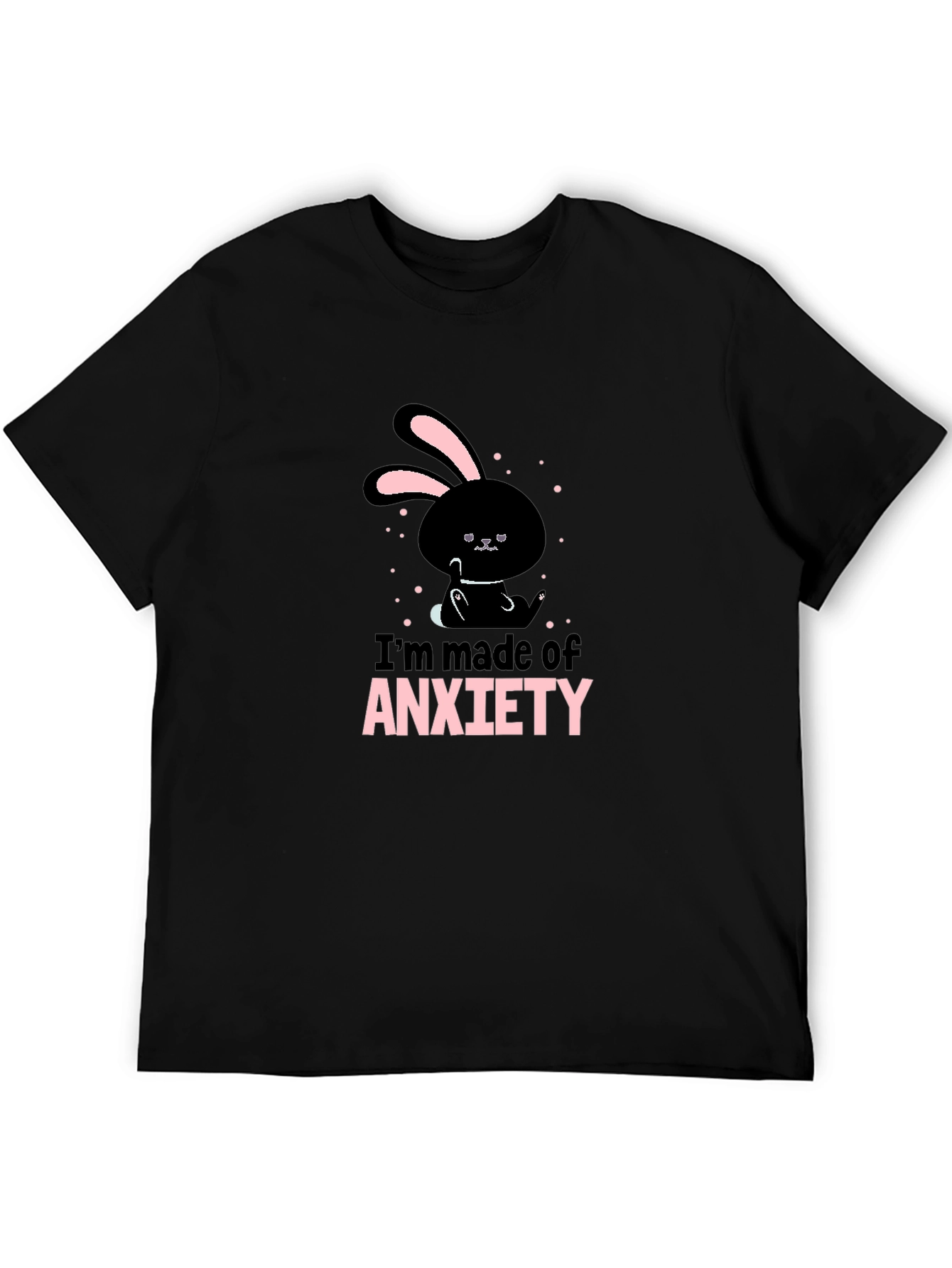 Black Anxiety Bunny Black T-Shirt - Soft Cotton Blend view 5
