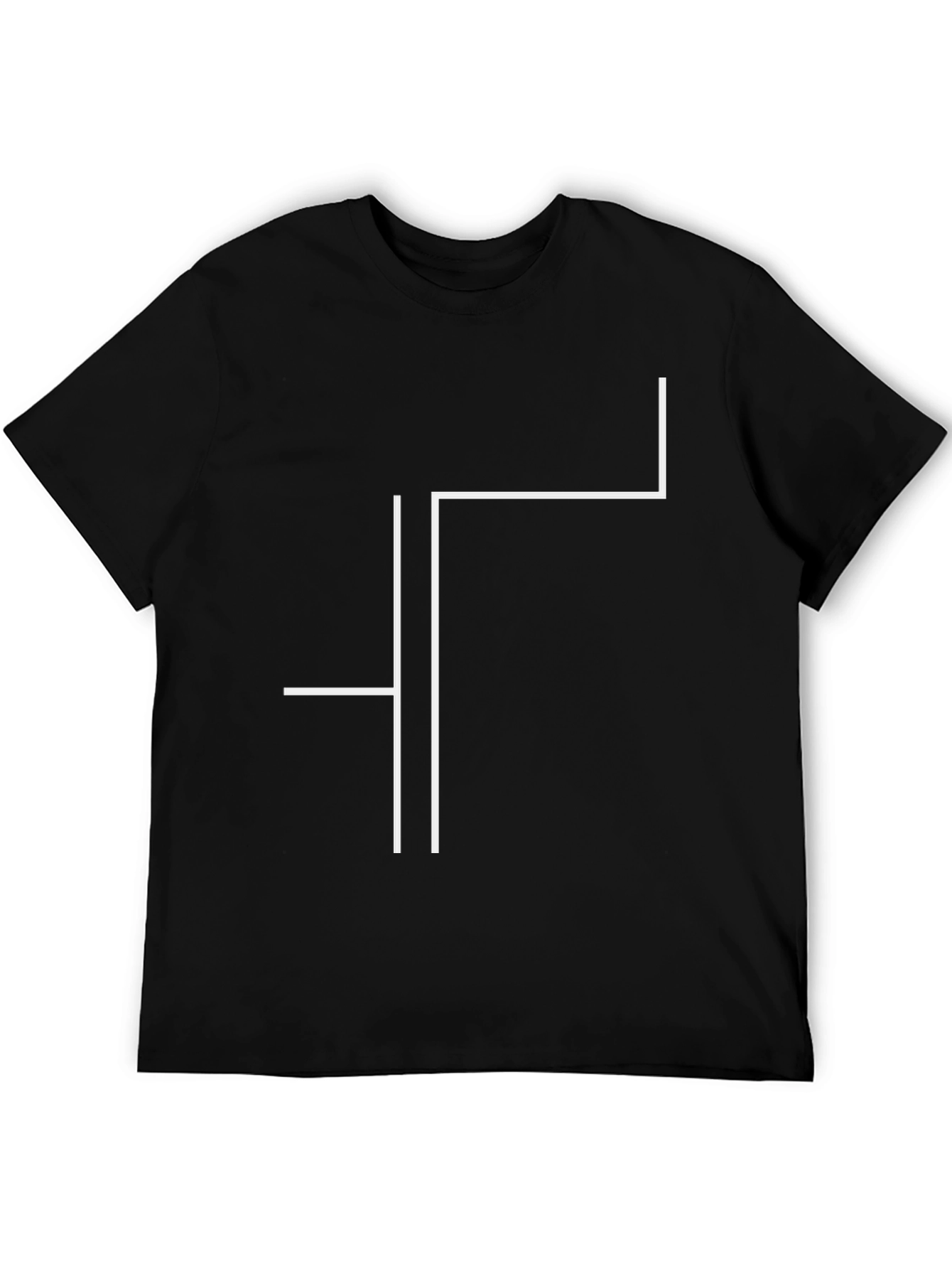 Black Minimalist Line Art Tee - Modern Graphic T-Shirt view 5