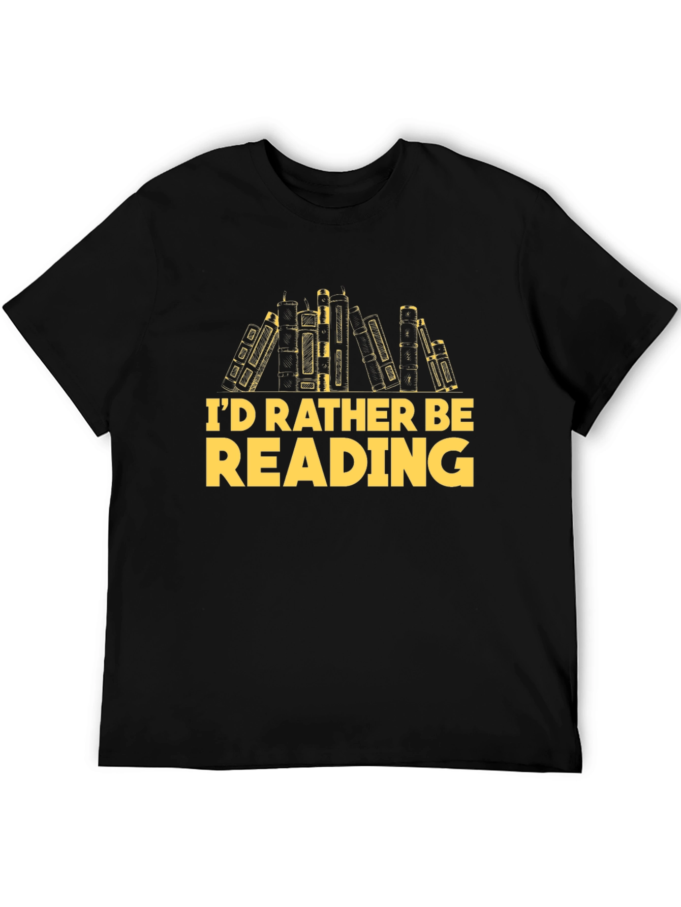 Black I'd Rather Be Reading T-Shirt Bookworm Gift view 5
