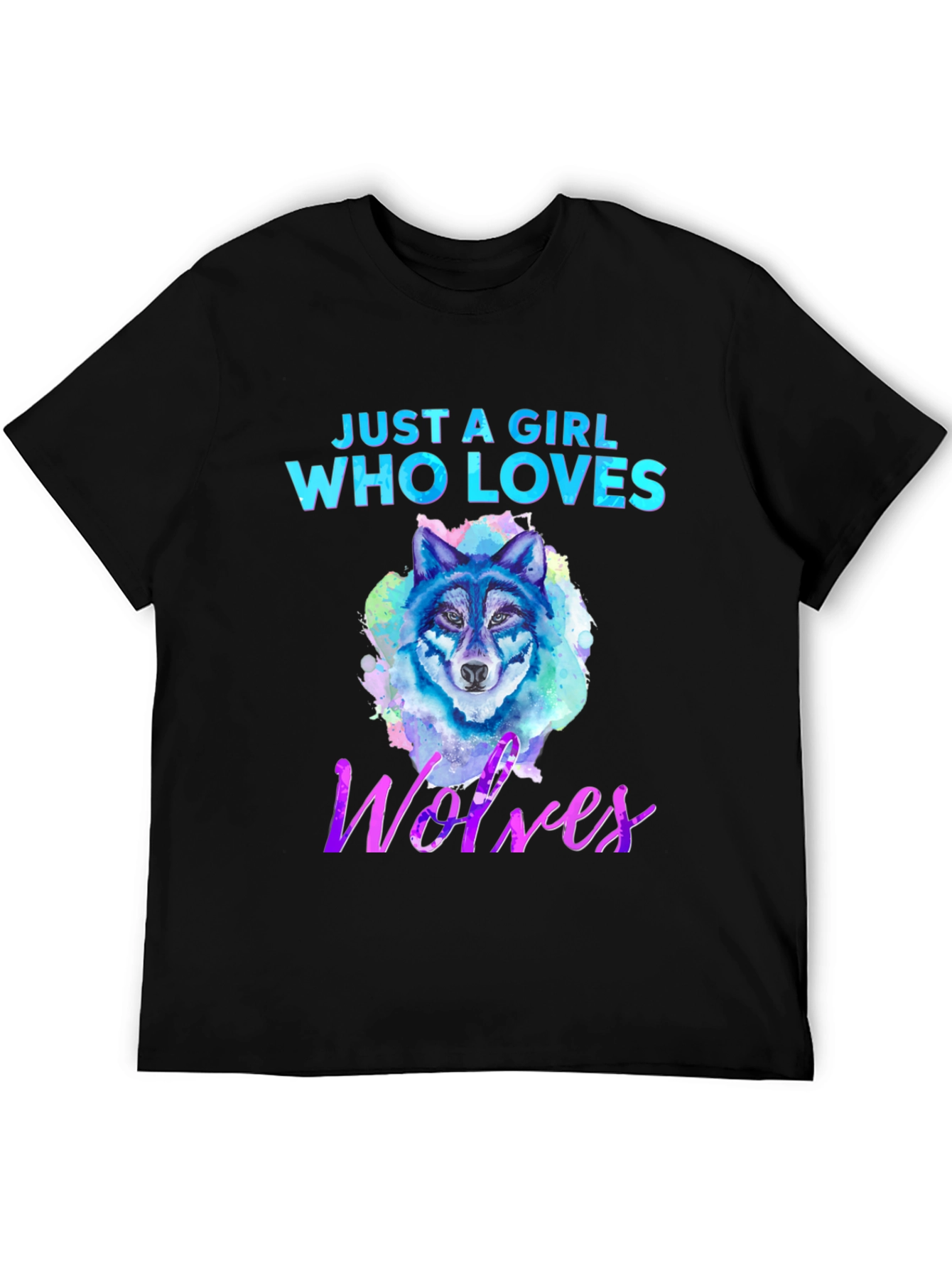 Black Girl Who Loves Wolves Graphic T-Shirt view 5