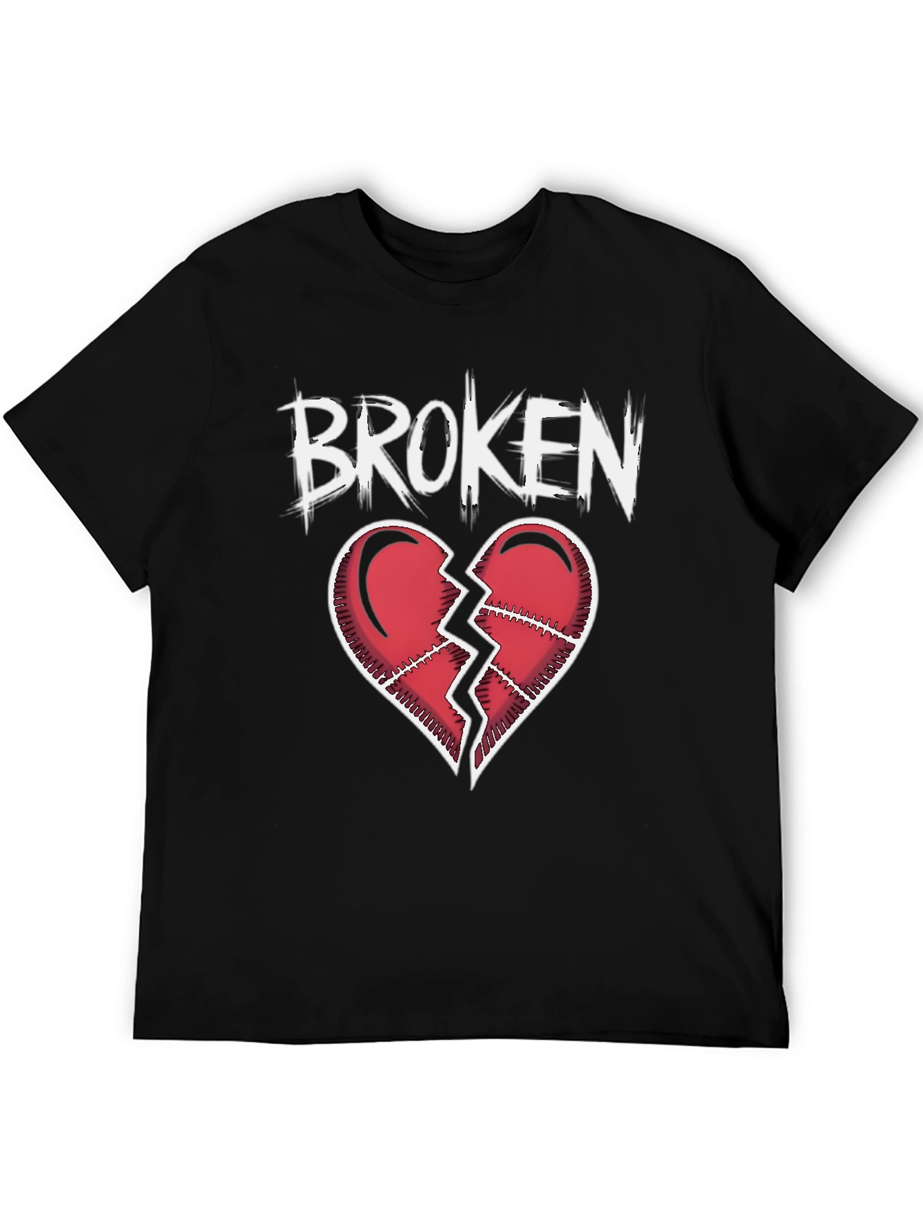 Black Broken Heart Graphic T-Shirt - Black view 5