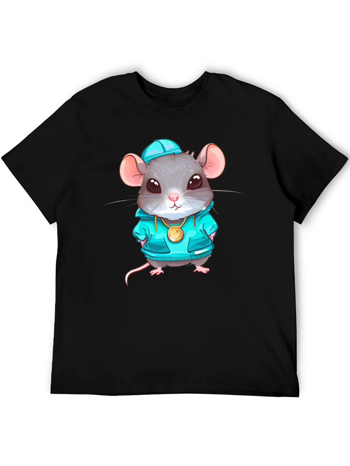 Black Cool Rat Graphic T-Shirt view 5