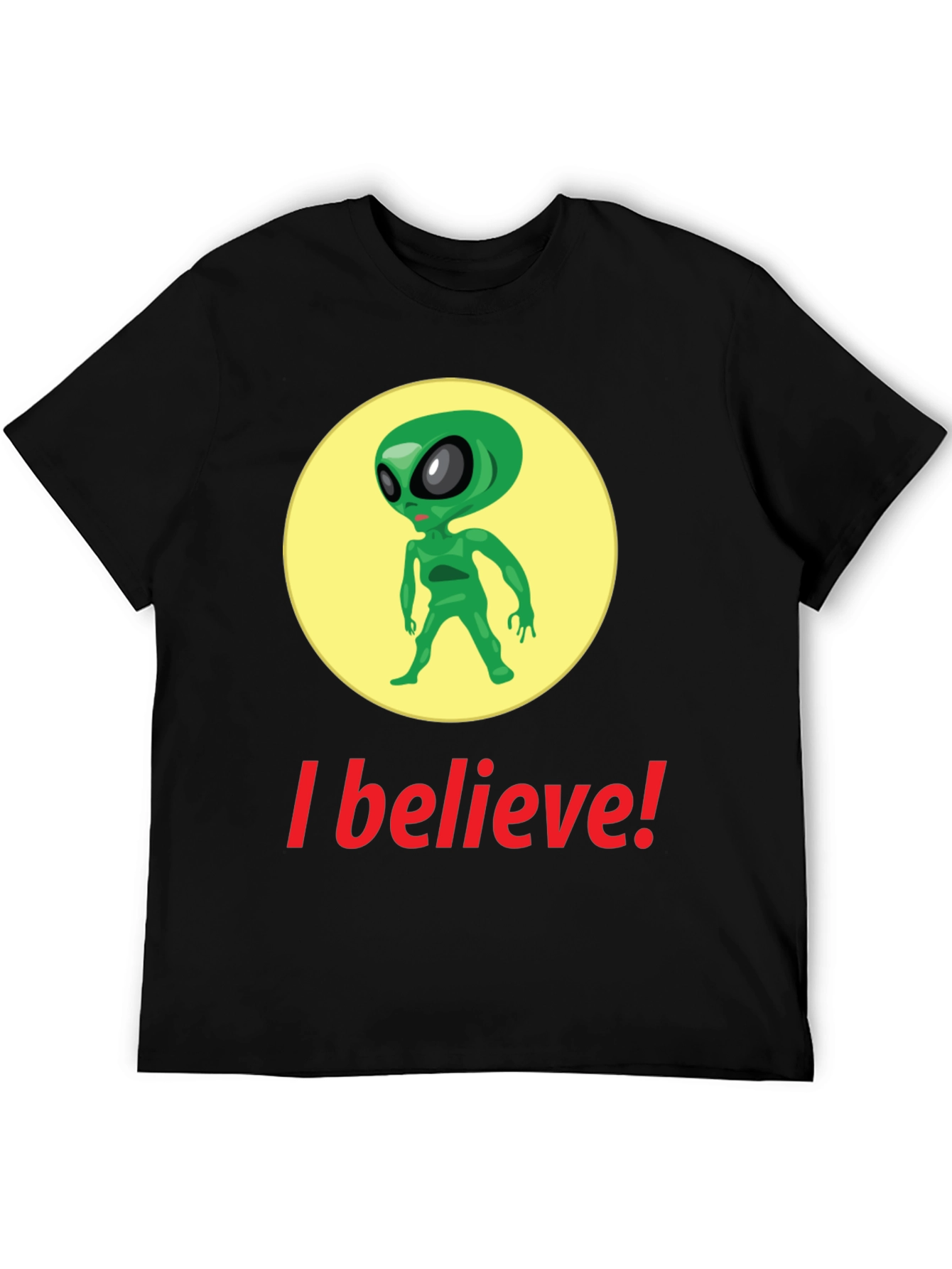I Believe Alien Graphic Tee - Black Cotton T-Shirt - 5