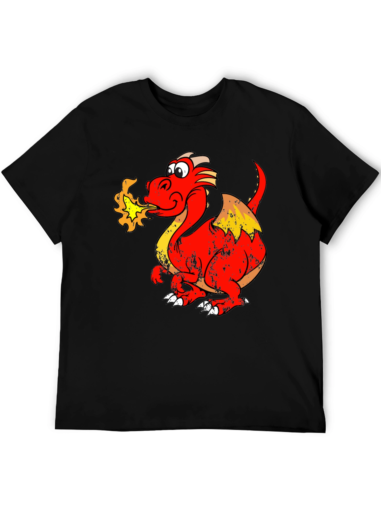 Fiery Dragon Graphic Tee - Black Cotton Shirt - 5
