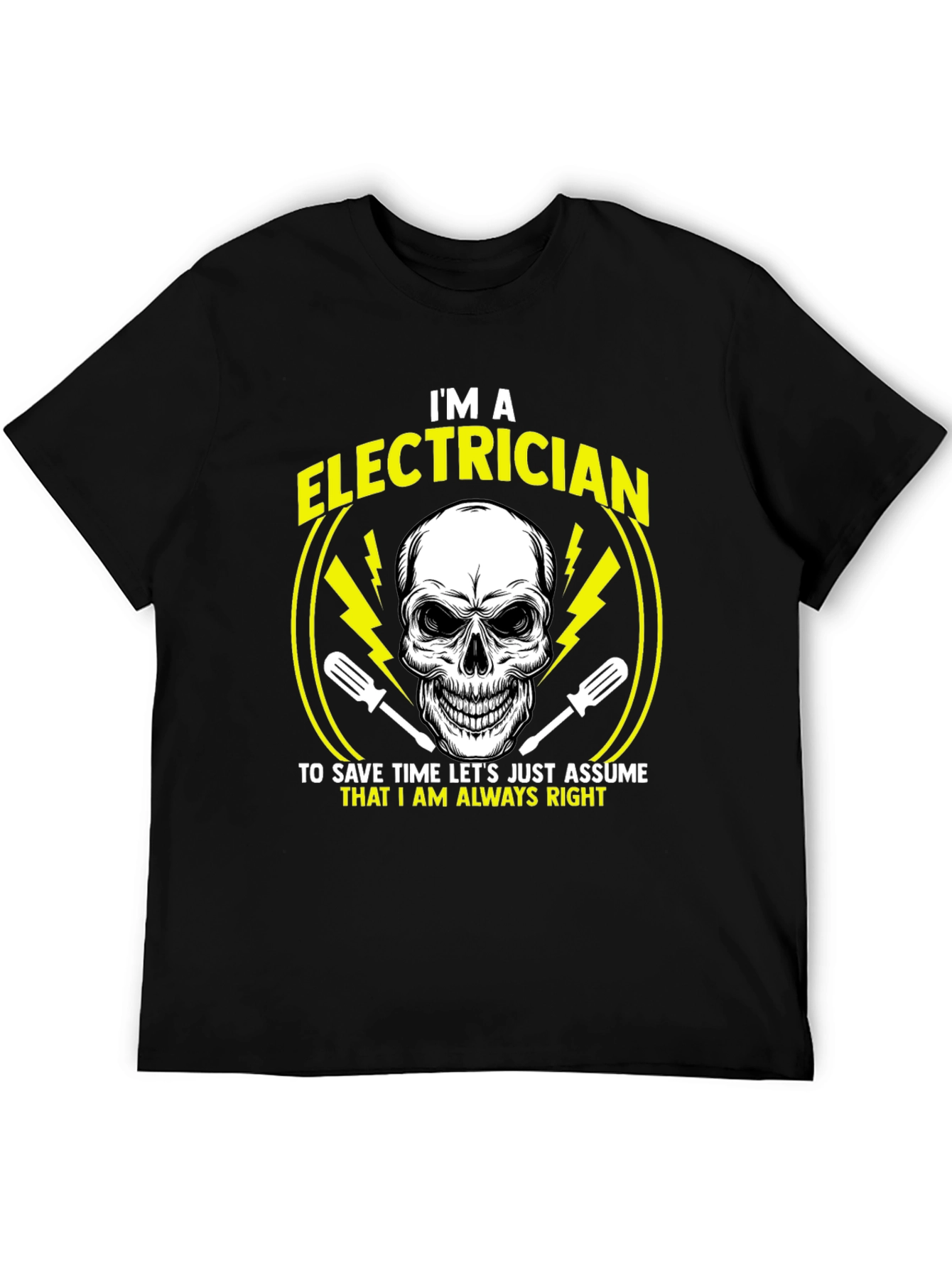 Black Electrician Skull Graphic T-Shirt - Always Right Funny Tee view 5