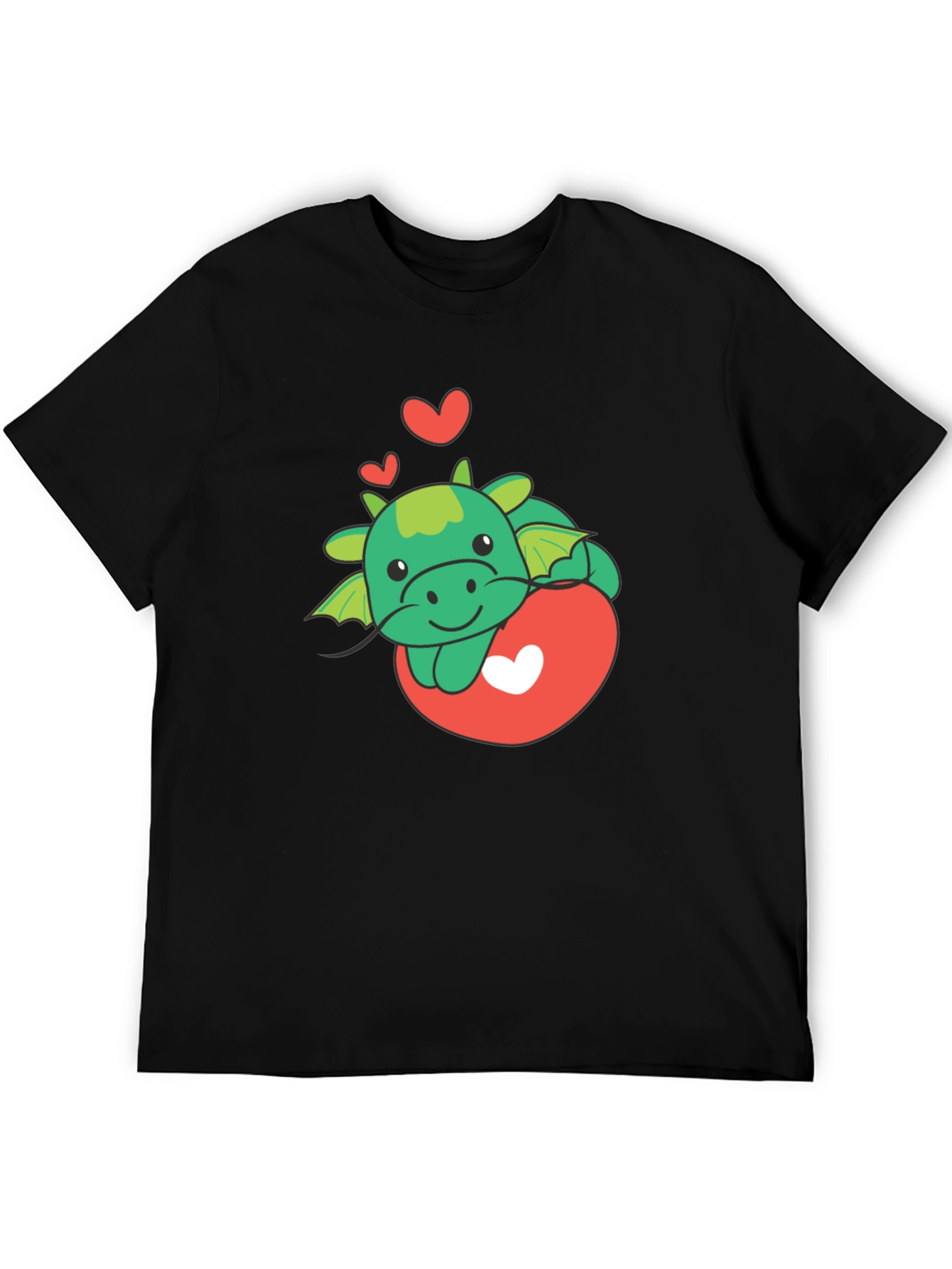 Black Cute Dragon Heart Graphic Tee view 5