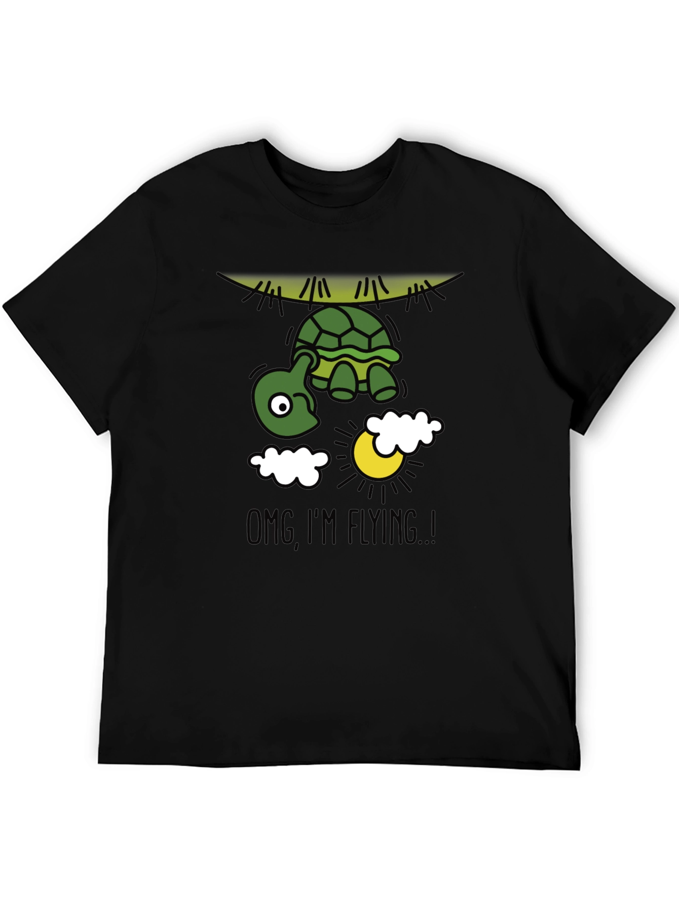 Black Funny Flying Turtle Graphic Tee view 5