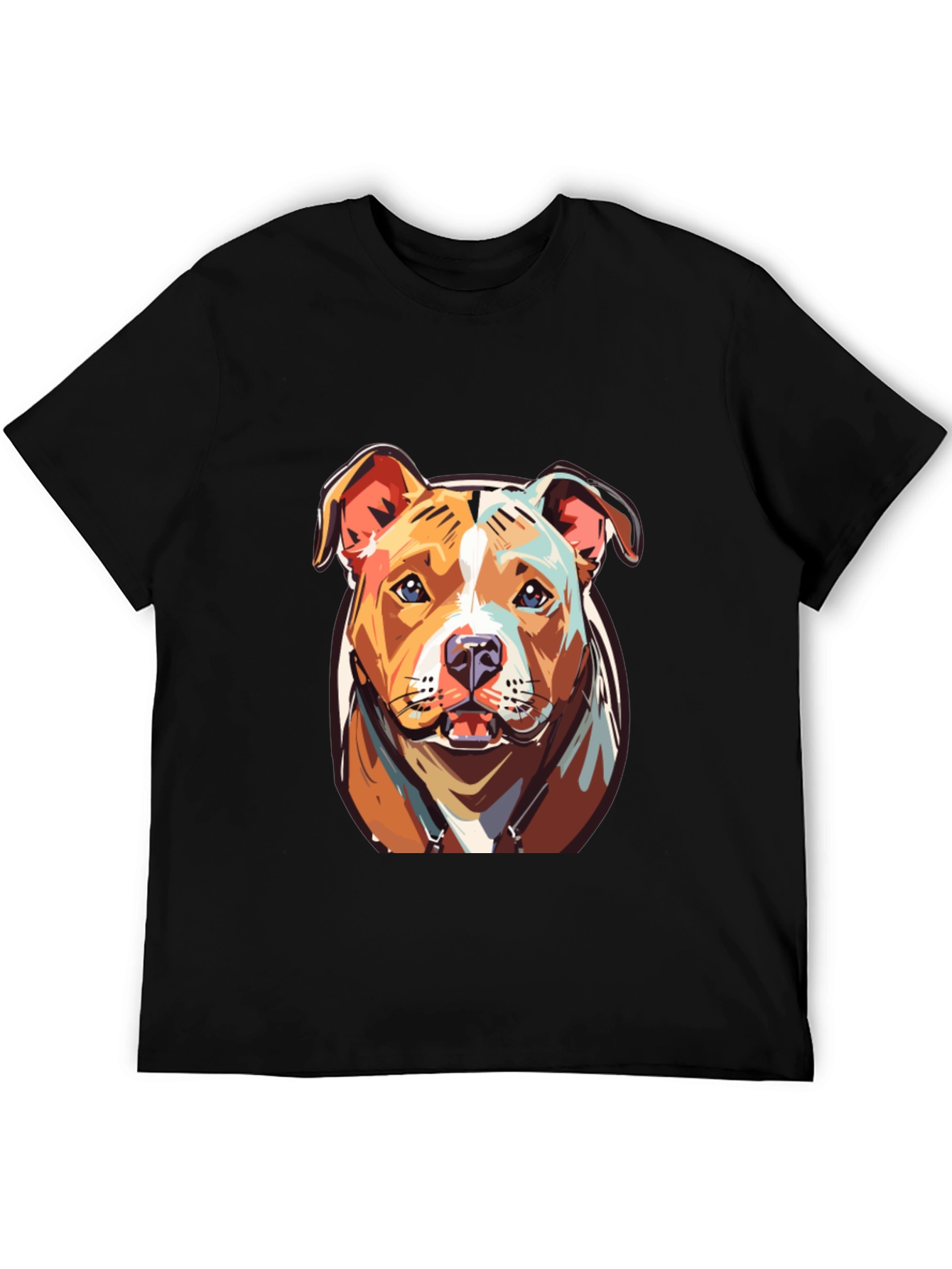Black Cool Pitbull Dog Graphic Print Tee view 5