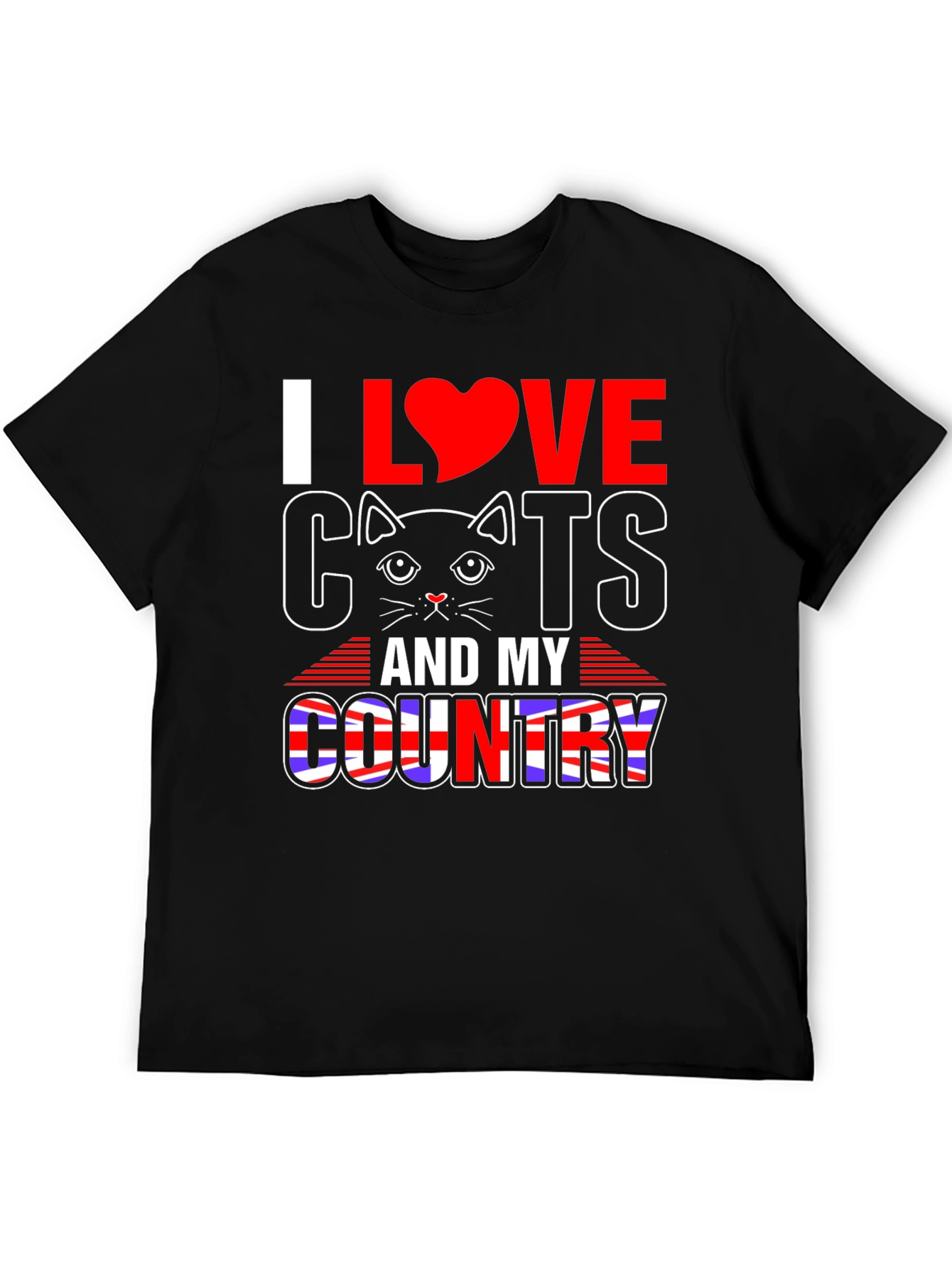 Black I Love Cats and My Country T-Shirt view 5