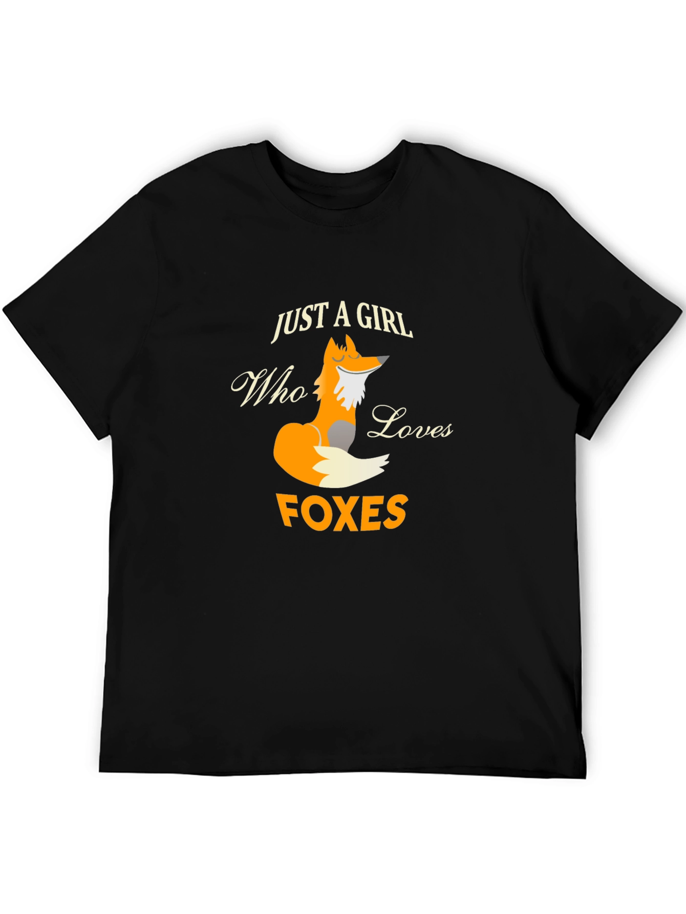 Black Just A Girl Who Loves Foxes Graphic T-Shirt view 5