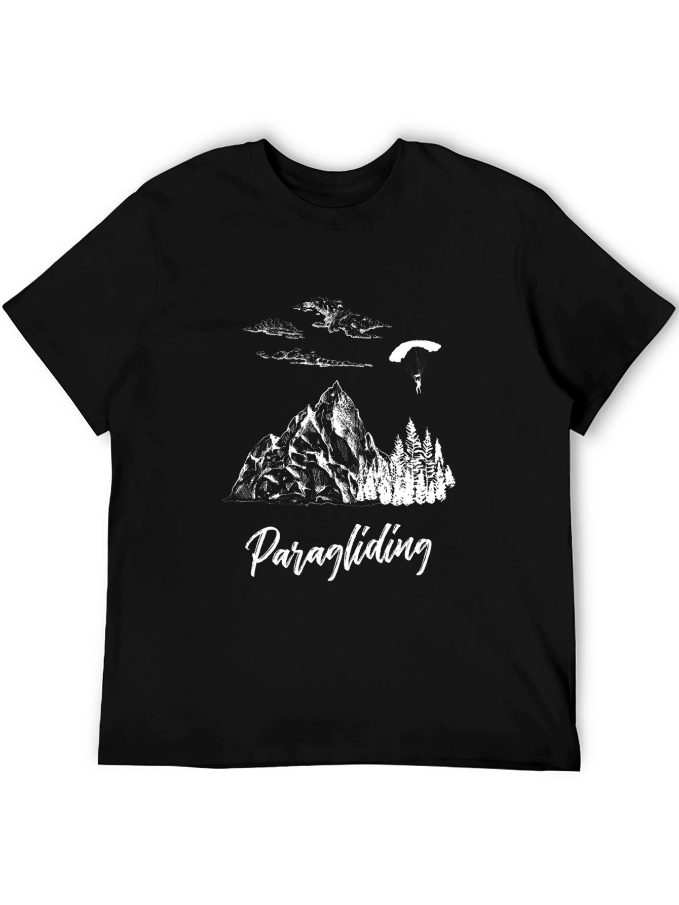 Black Paragliding Graphic T-Shirt - Mountain Adventure Tee view 5