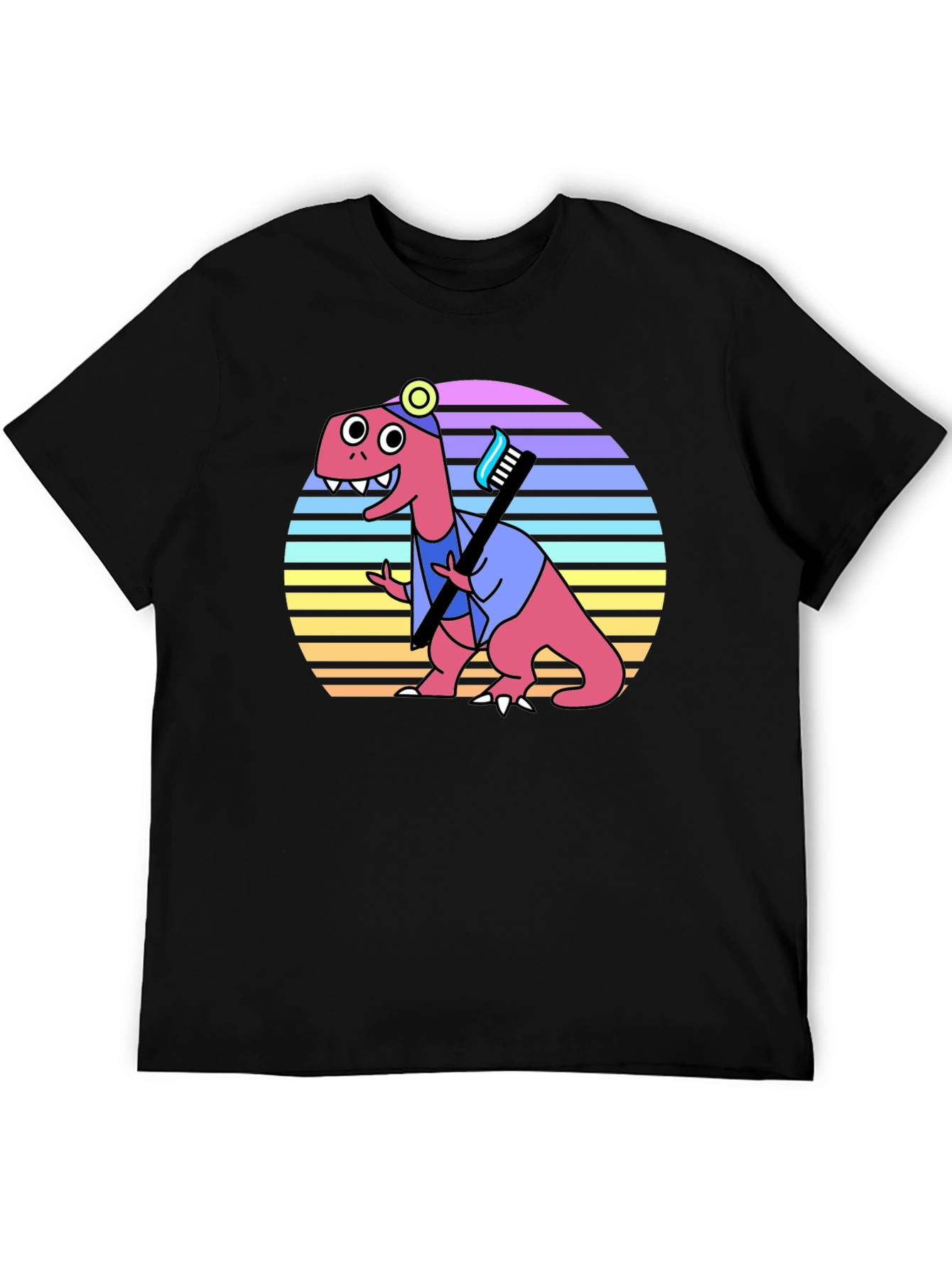 Black Dino Dentist T-Shirt - Novelty Graphic Tee view 5