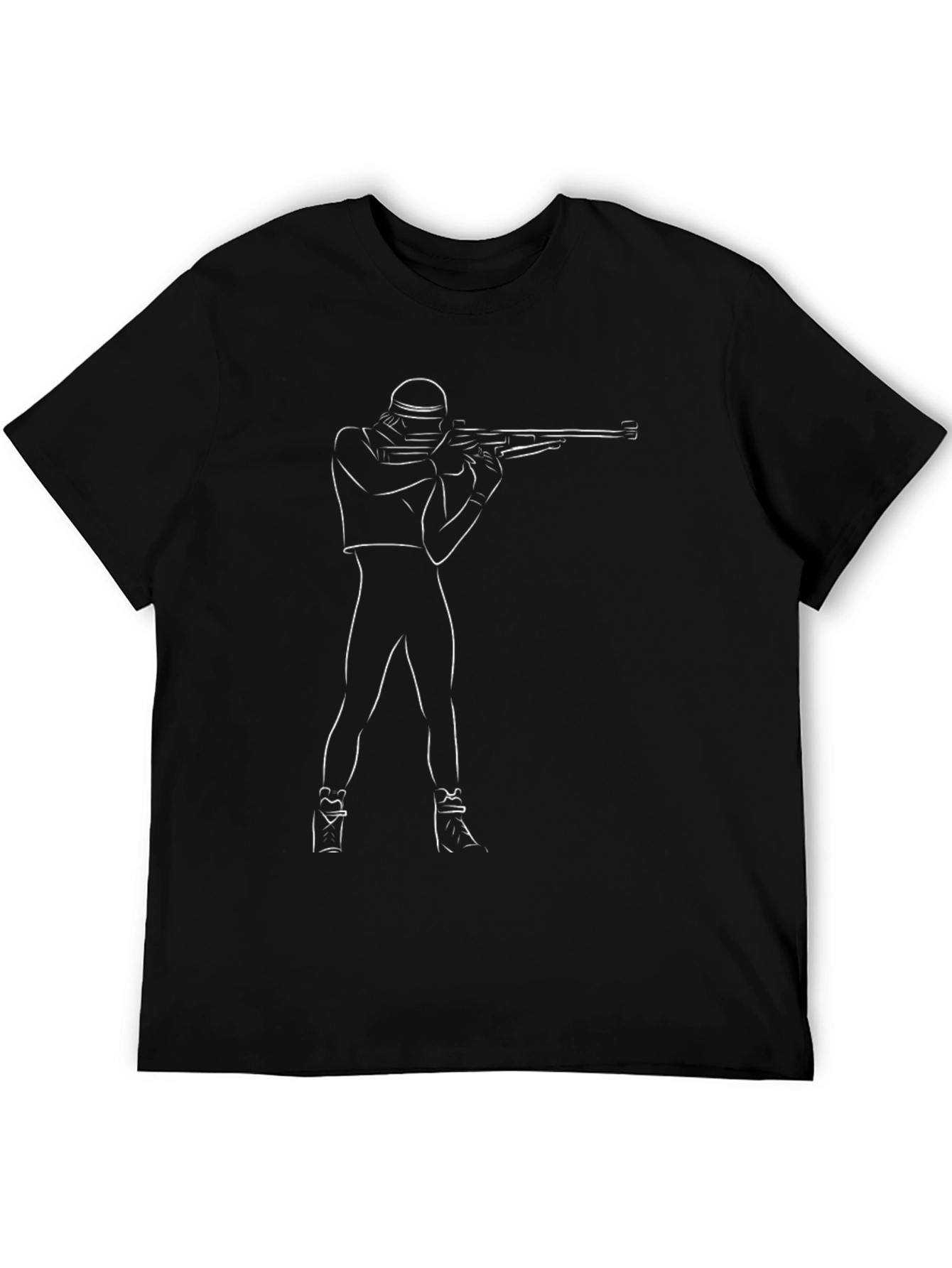 Black Biathlon Silhouette Black T-Shirt view 5