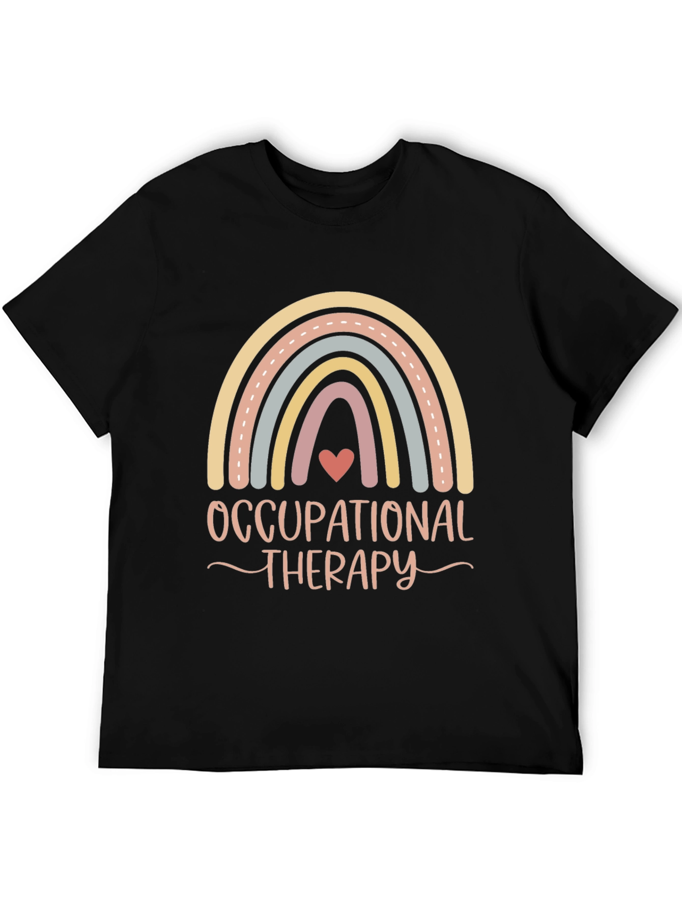 Black Occupational Therapy Rainbow T-Shirt view 5