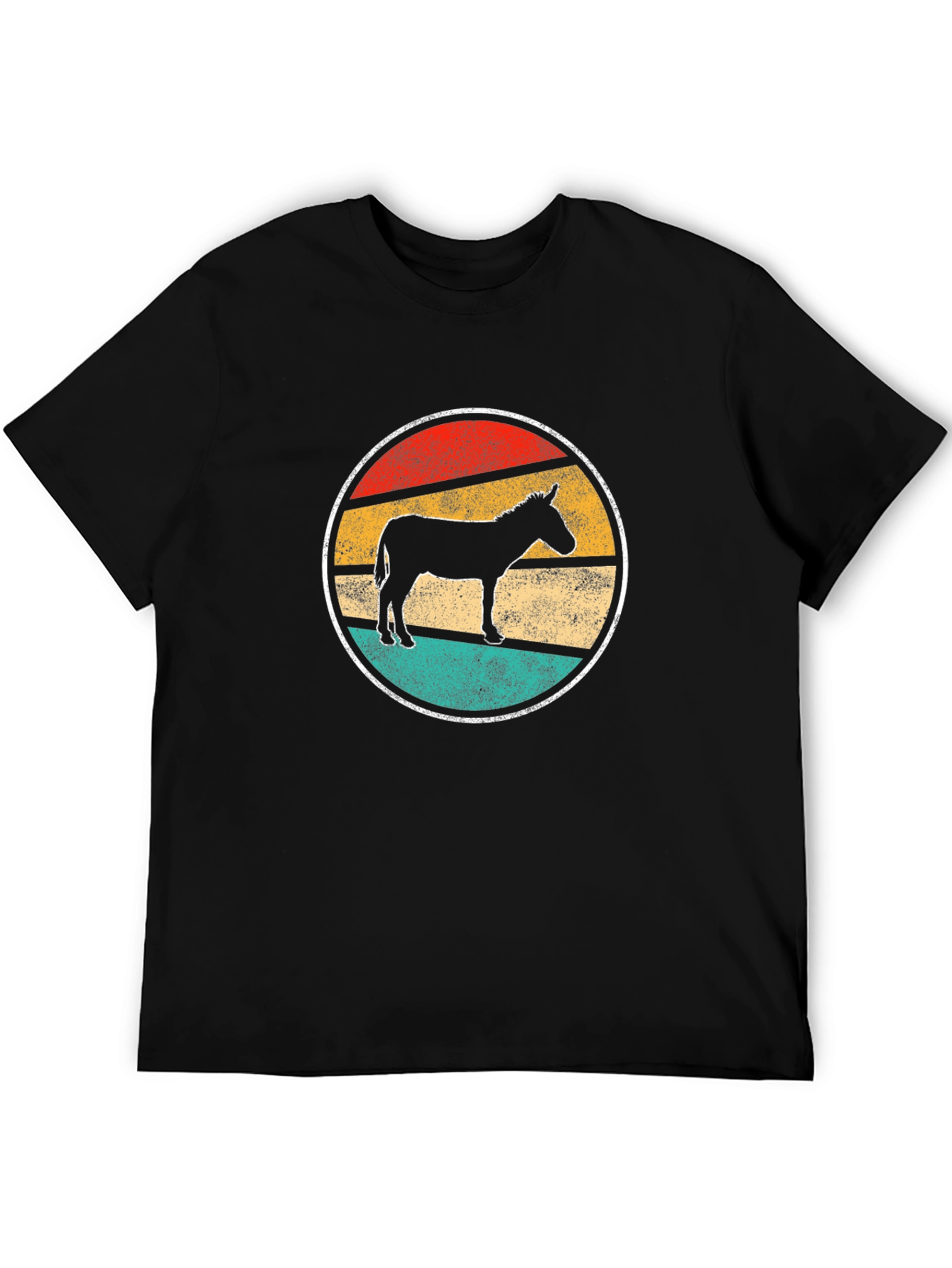 Black Retro Donkey T-Shirt - Black Cotton Crew Neck Tee view 5
