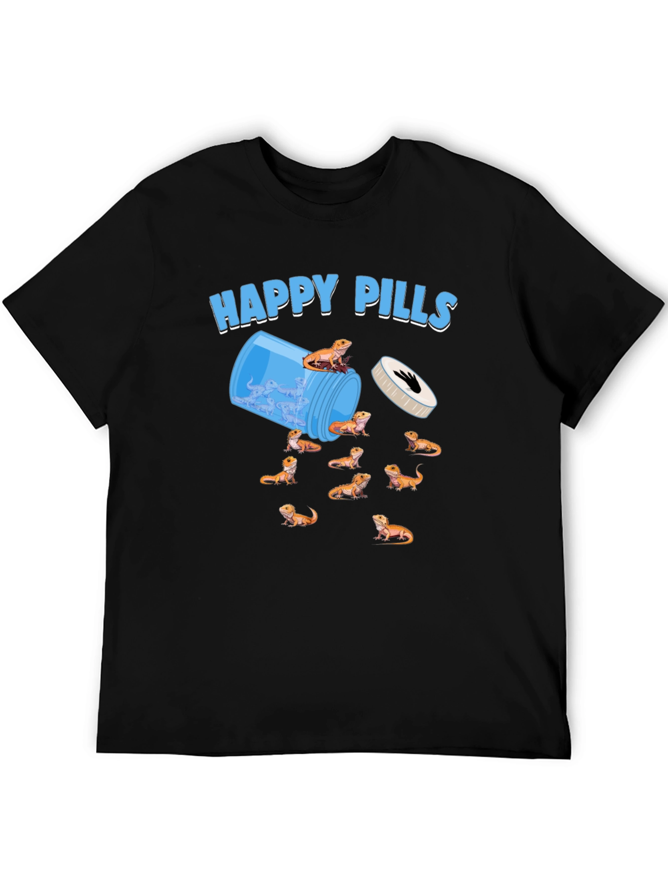 Black Happy Pills Bearded Dragon T-Shirt view 5