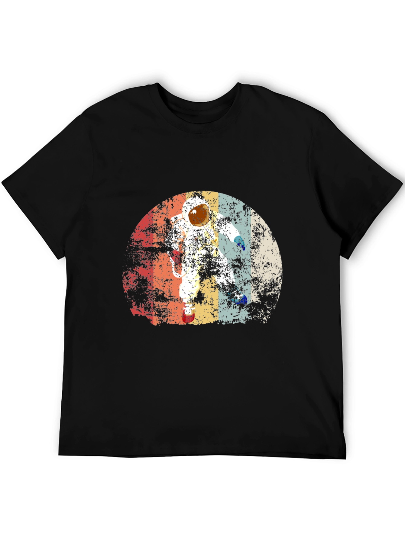 Black Retro Astronaut Graphic Black T-Shirt view 5