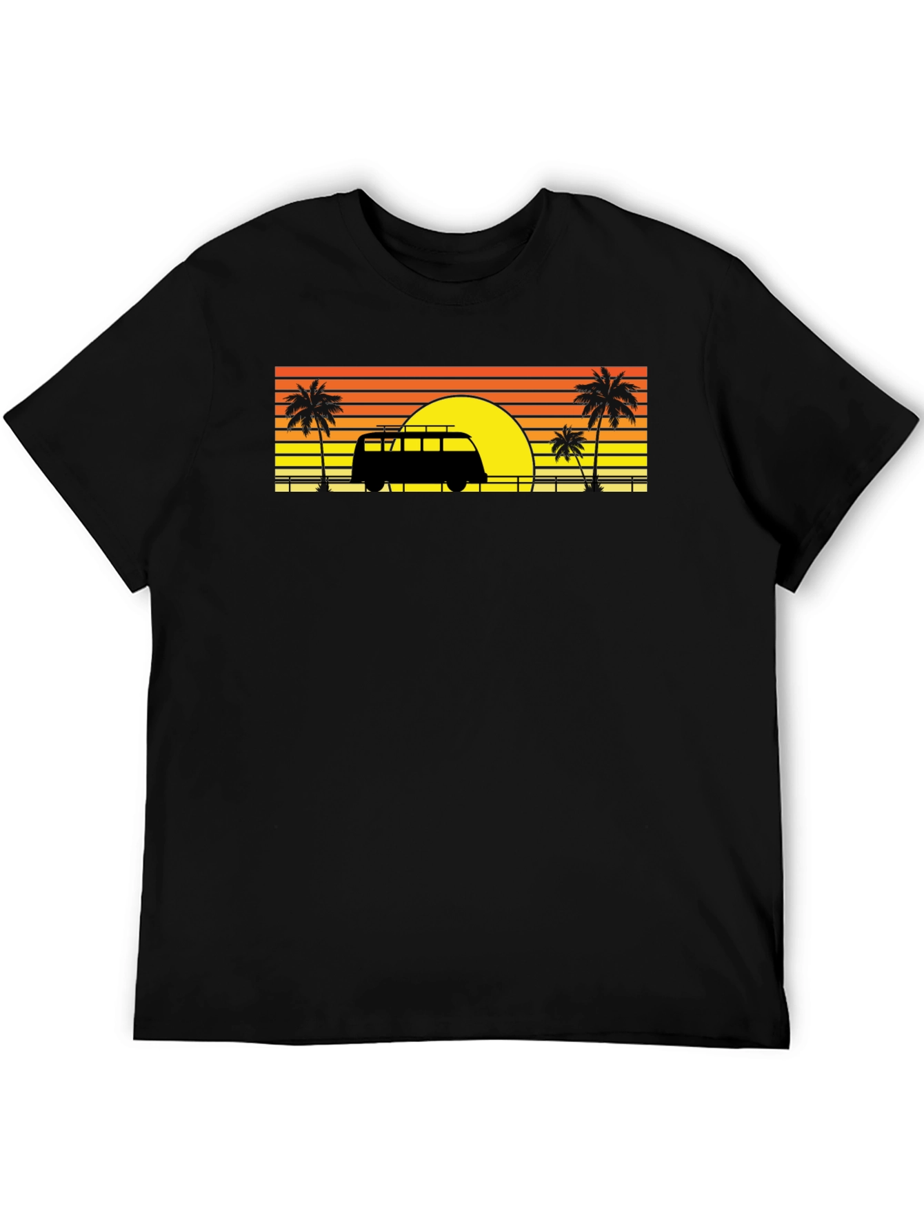 Black Sunset Van Palm Tee - Retro Beach Vibes view 5